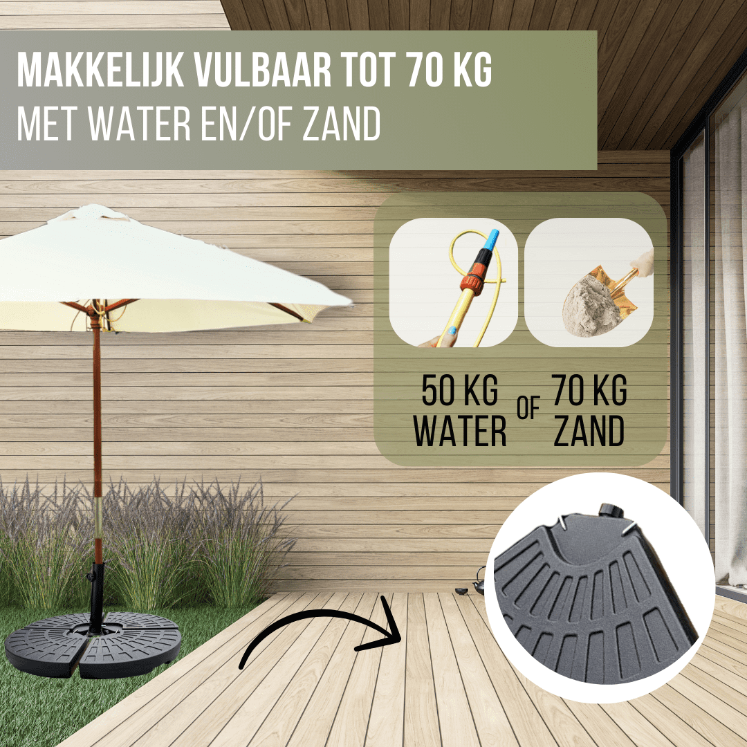 4gardenz® Combinatieset Verzwaringsset met Parasolvoet Kruis 70 KG