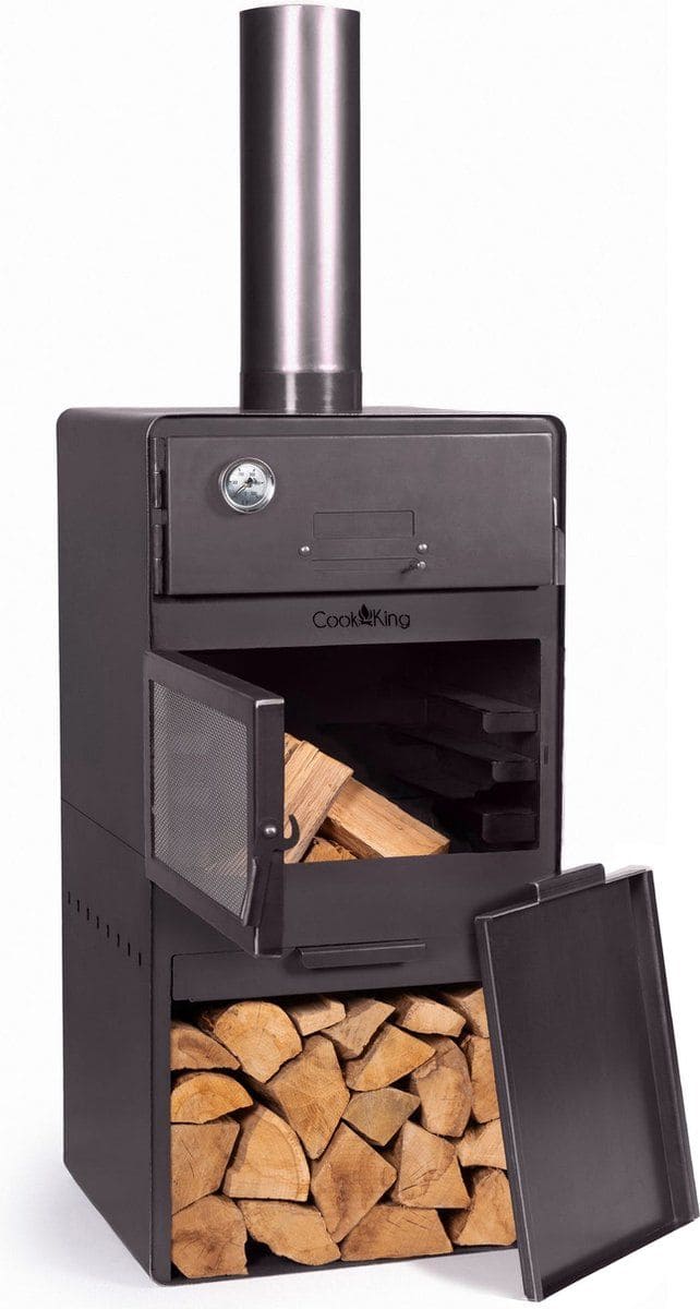 CookKing Tuinhaard Vento met Pizza-oven - Hoge Kwaliteit - Handgemaakt in Europa - 50x50x150 cm