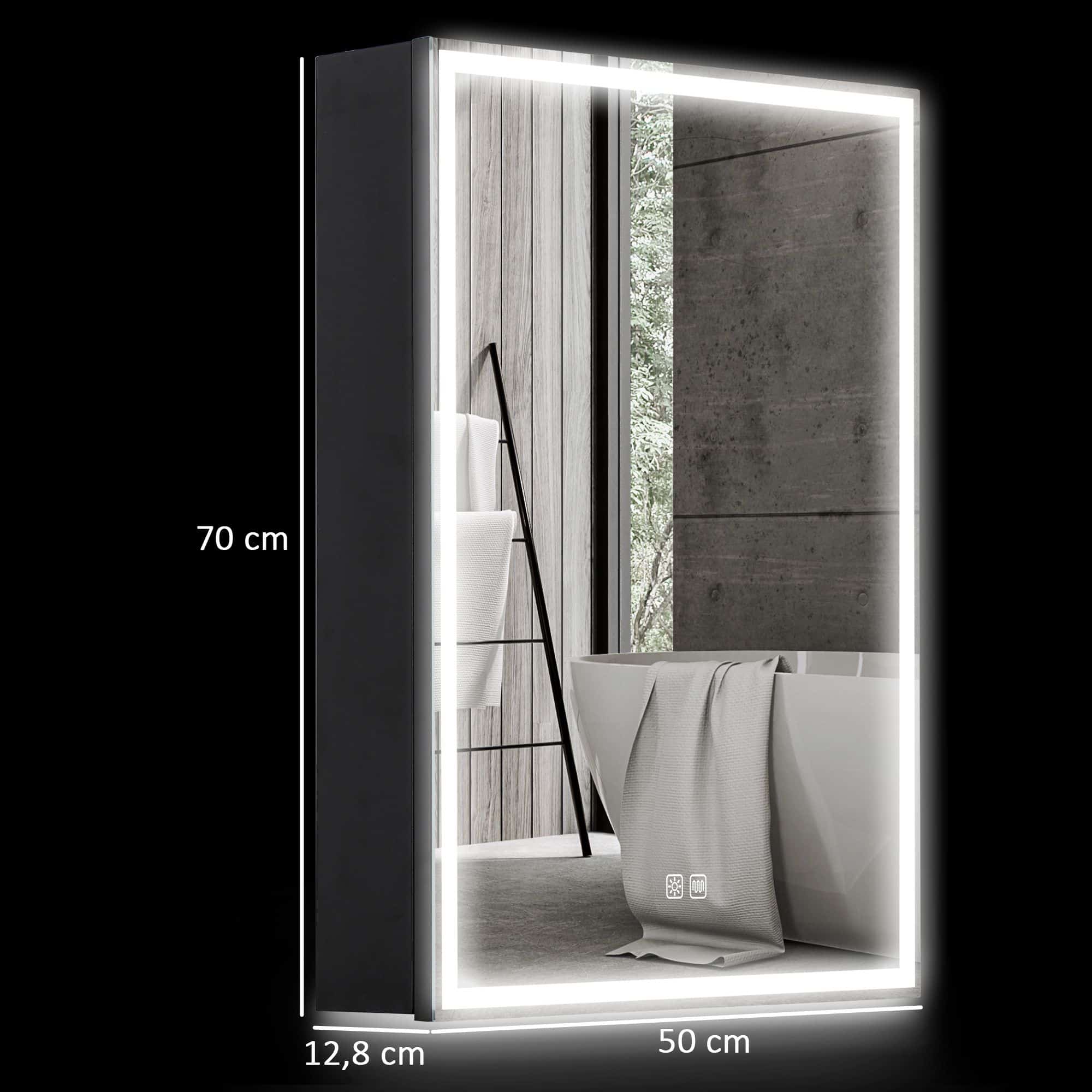 4goodz LED Spiegelkast Badkamer 50x70 cm Dimbaar Anti-condens Zwart