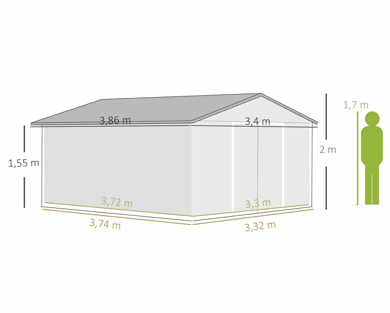 Grote Tuinschuur 22 m³ Weerbestendig met Schuifdeuren - Lichtgrijs