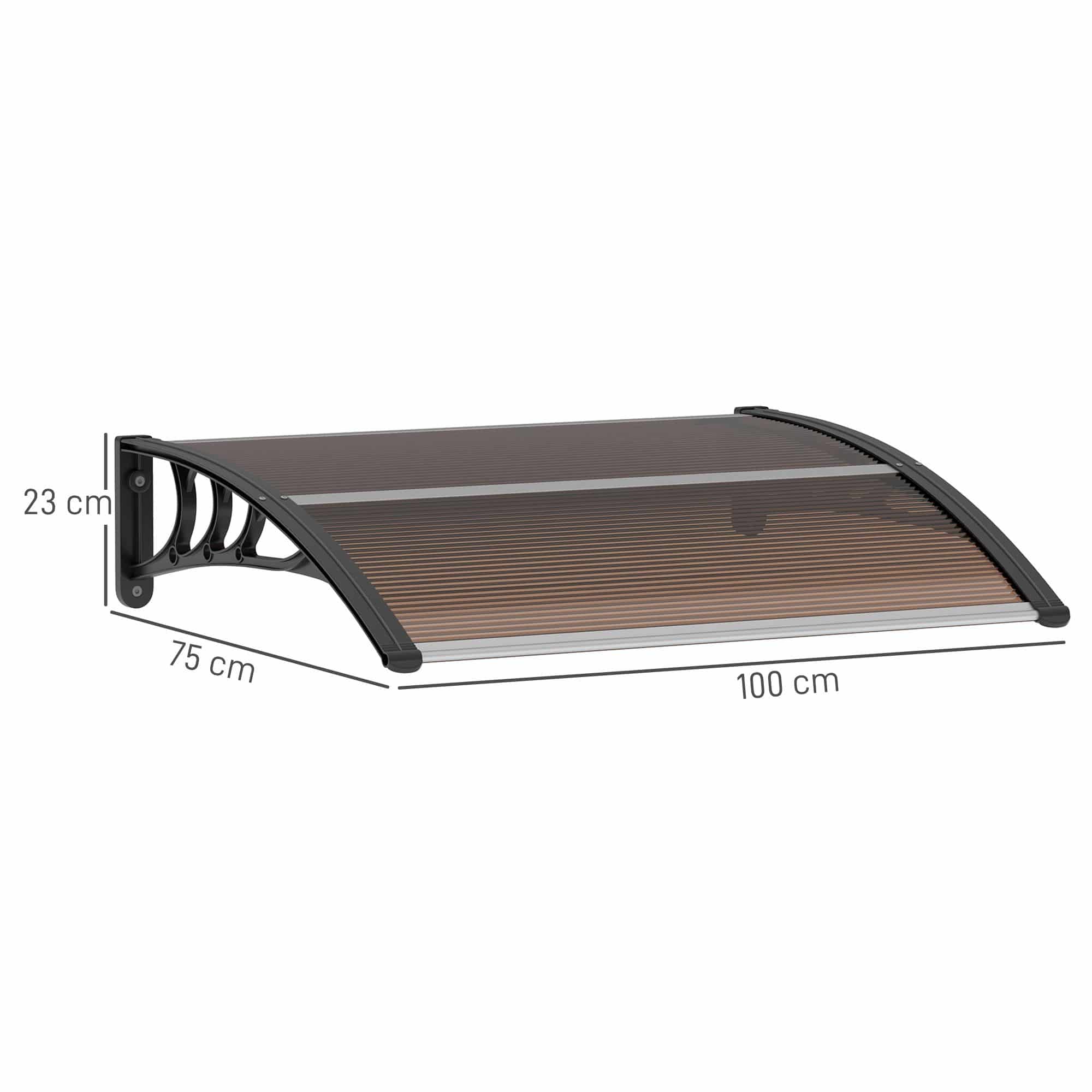 4goodz Deurluifel Afdak 80x120 cm - Overkapping polycarbonaat - Bruin