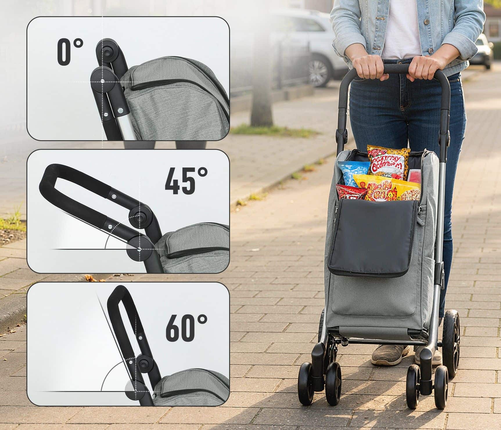 4goodz Boodschappentrolley met Koelvak - 46 liter - Grijs