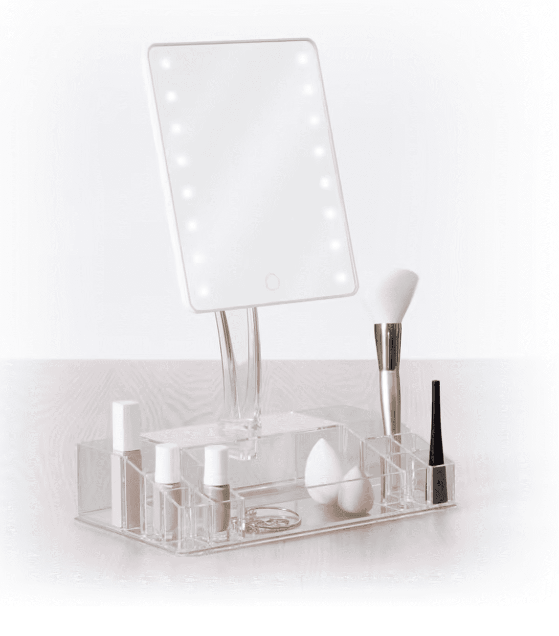 Make-up spiegel met LED en opbergbakjes 28x16x38cm
