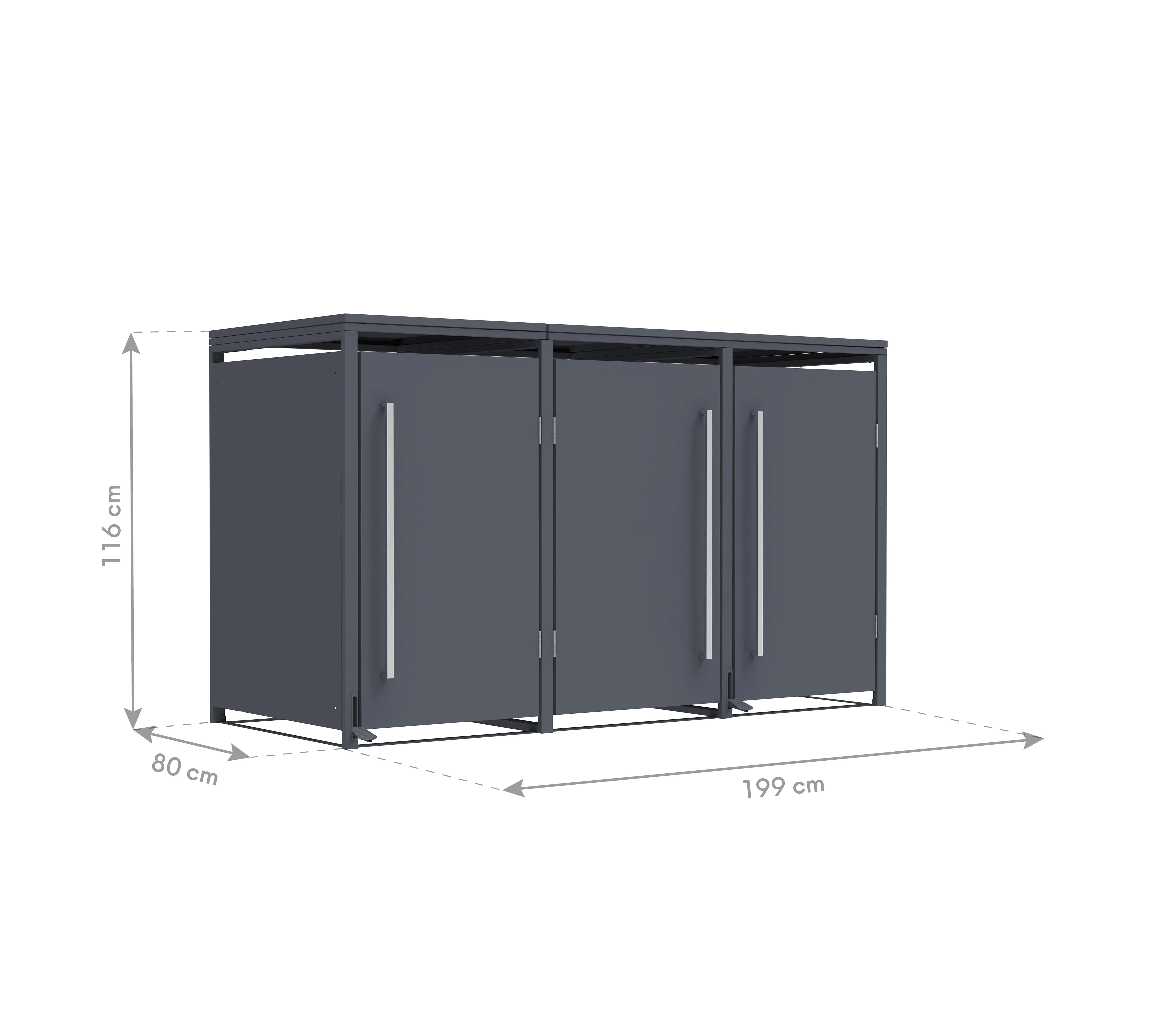 Westmann Pedura-3 Metalen Containerombouw met Pedaal bediening - 3 kliko's - Antraciet