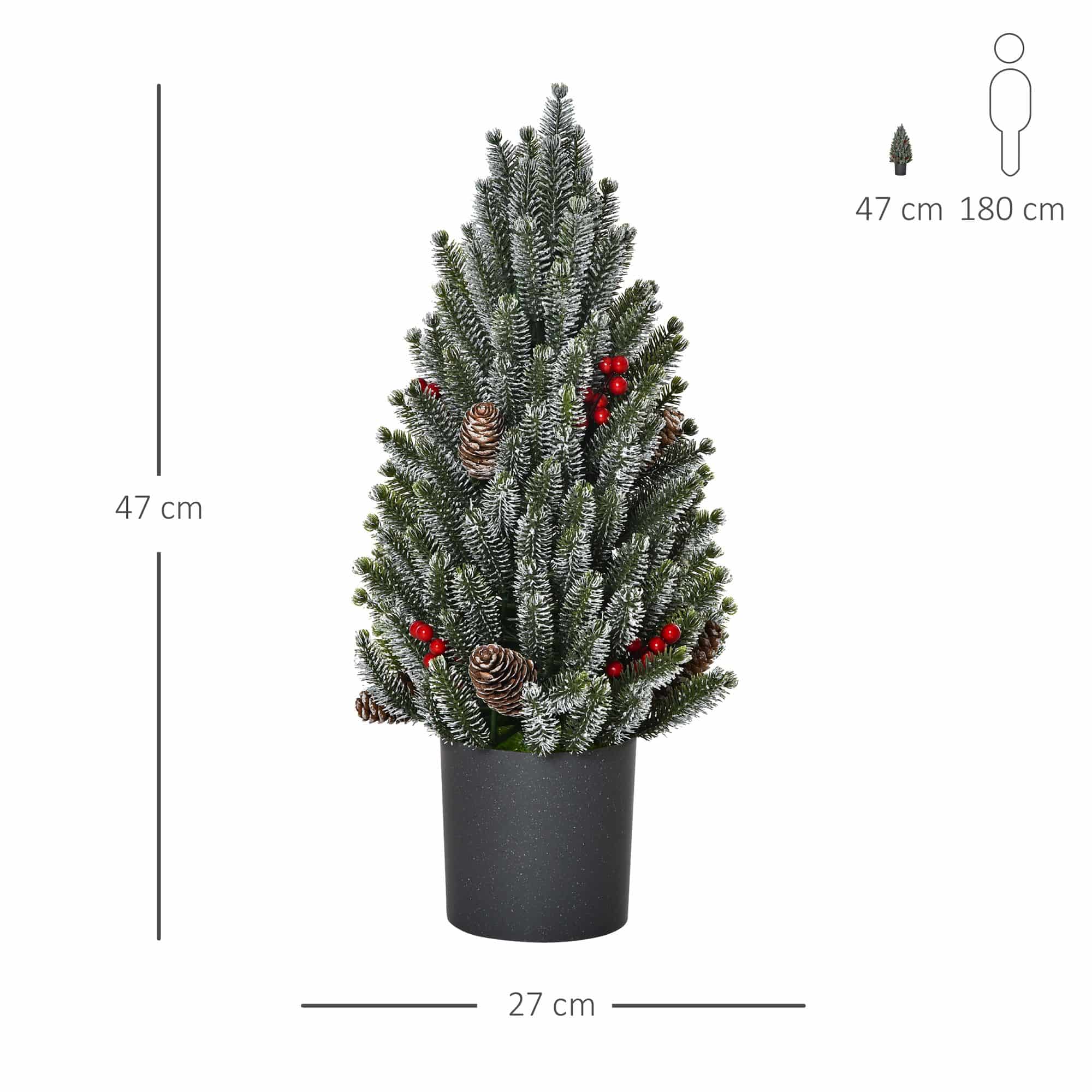4goodz Mini Kerstboom in Pot met Dennenappels en Rode Bessen 50 cm