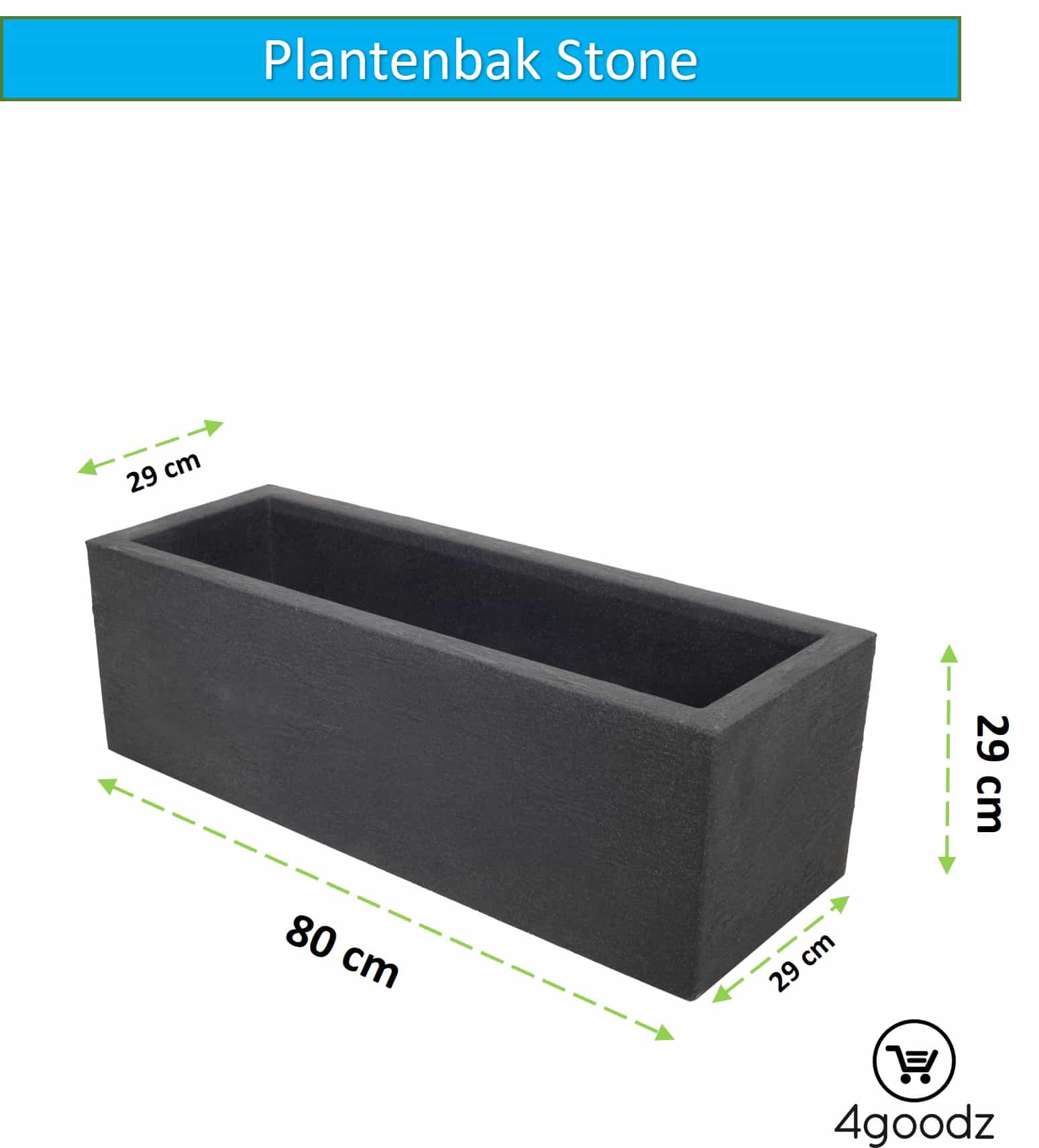 4gardenz® Stone rechthoekige Plantenbak 29x80x29 cm - Steengrijs