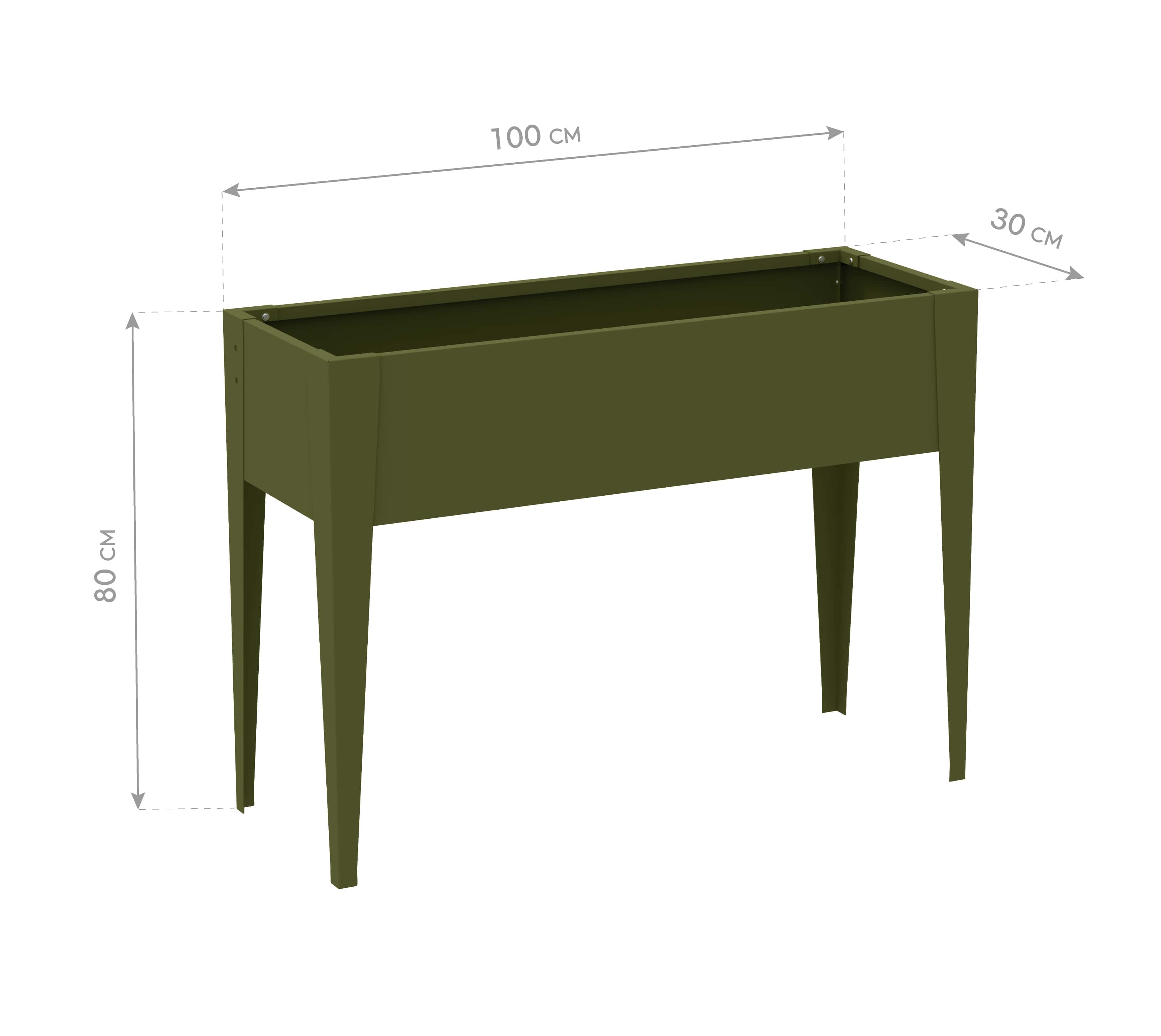 Westmann Vedura M - Metalen Verhoogde Plantenbak 30x100x80 cm - Olijf