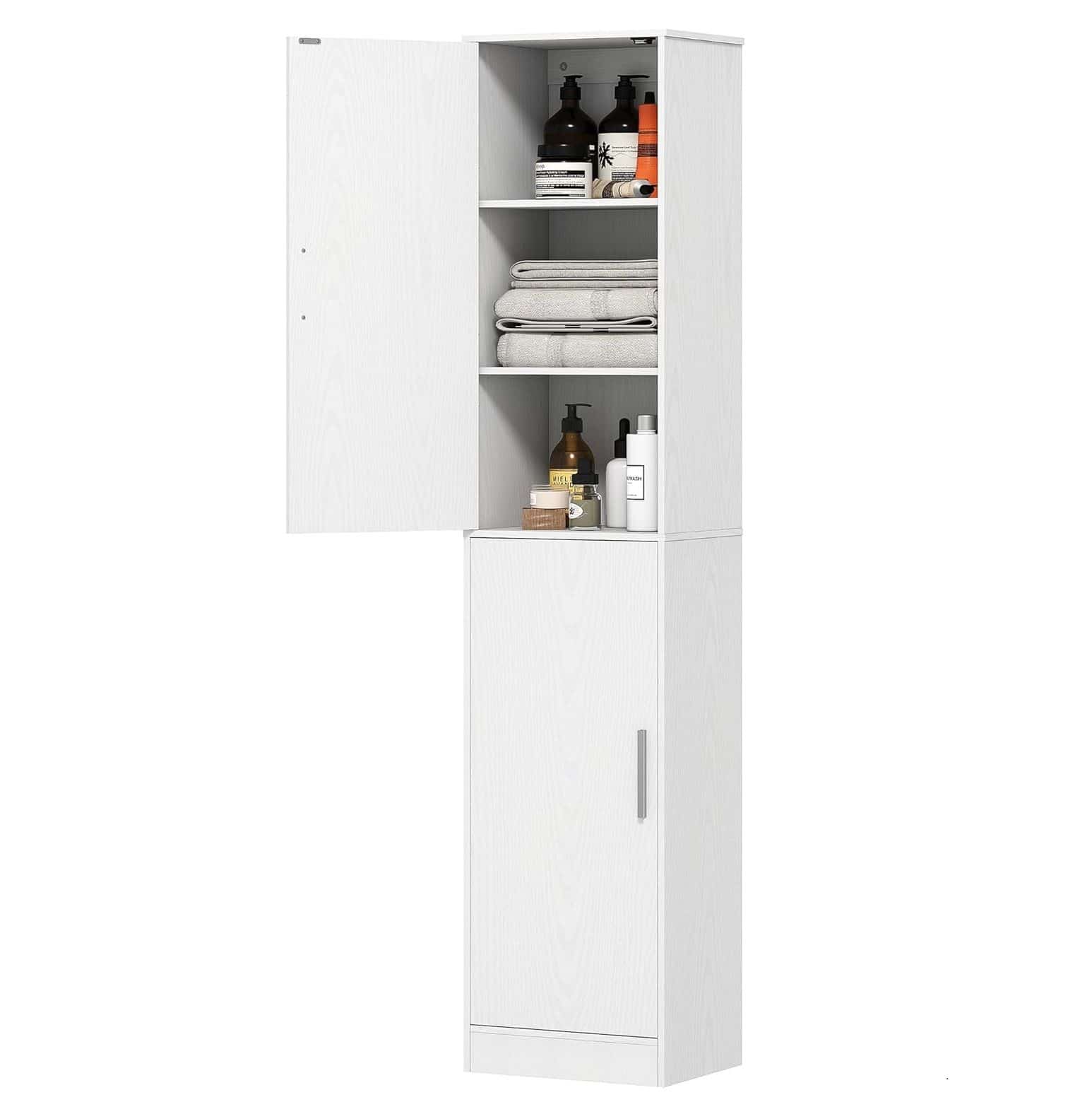 4goodz Badkamerkast 180 cm - ruime Kolomkast met 2 deuren - Wit