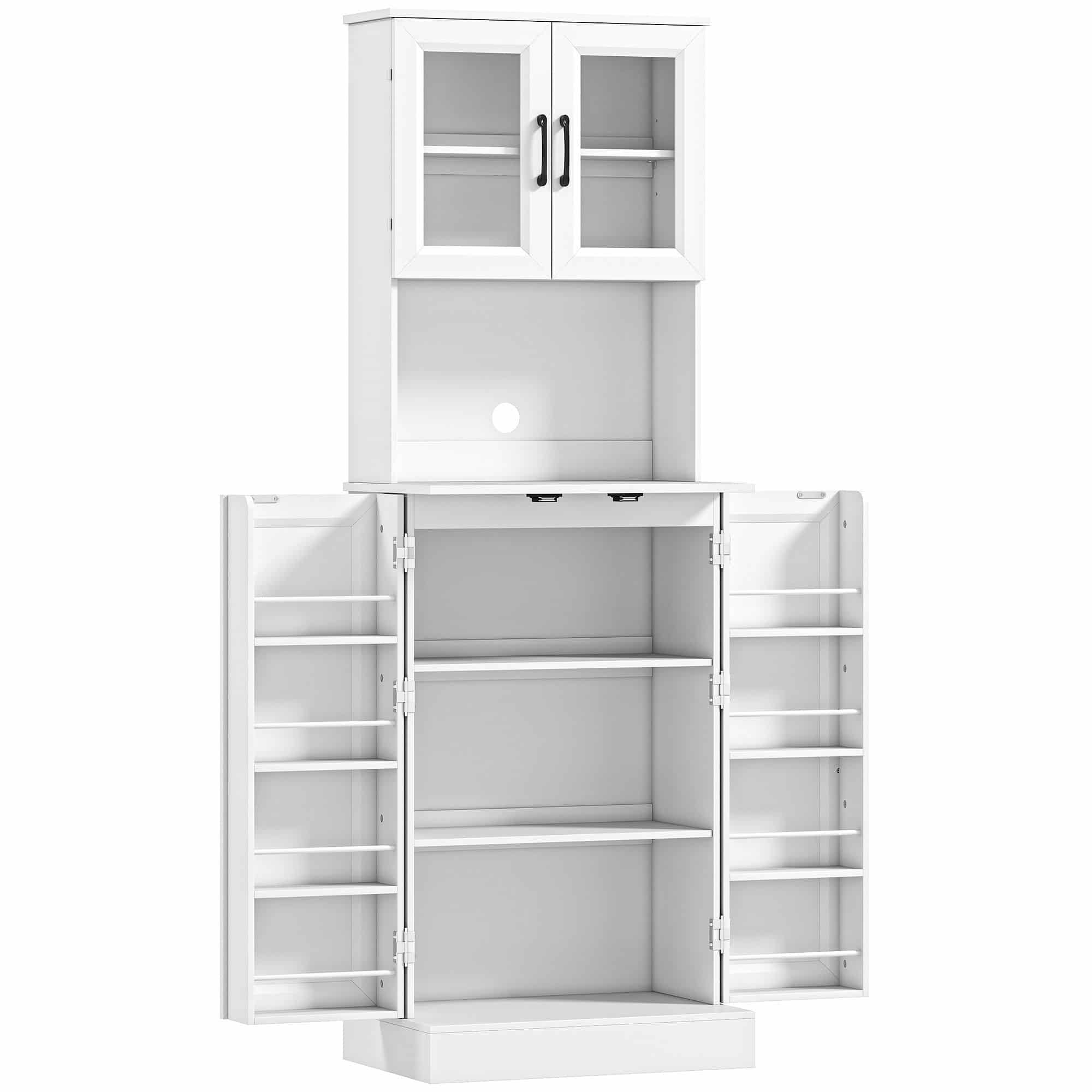 Keukenkast Voorraadkast met werkblad - verstelbare planken - Wit Keukenkast Voorraadkast met werkblad - verstelbare planken - Wit