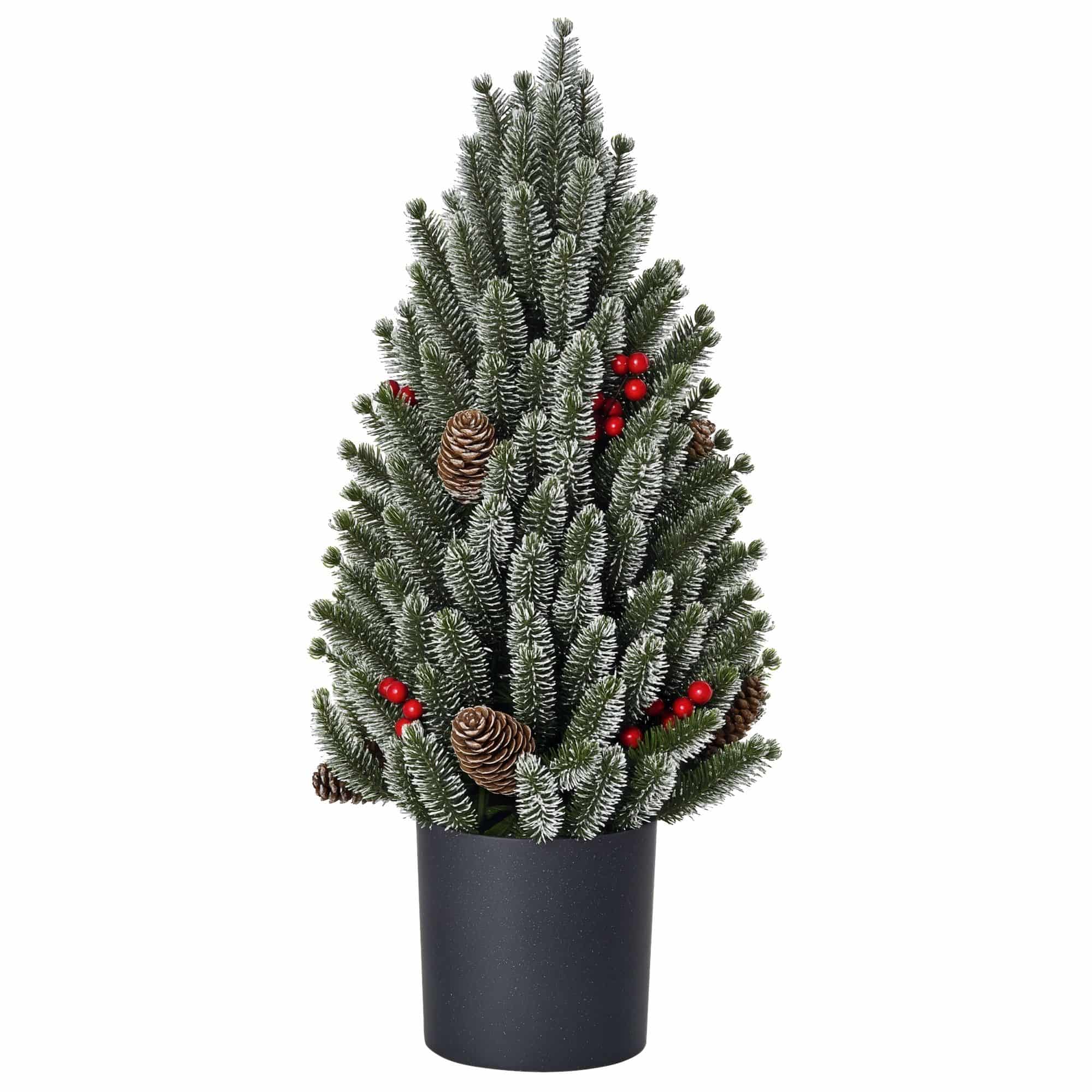 4goodz Mini Kerstboom in Pot met Dennenappels en Rode Bessen 50 cm