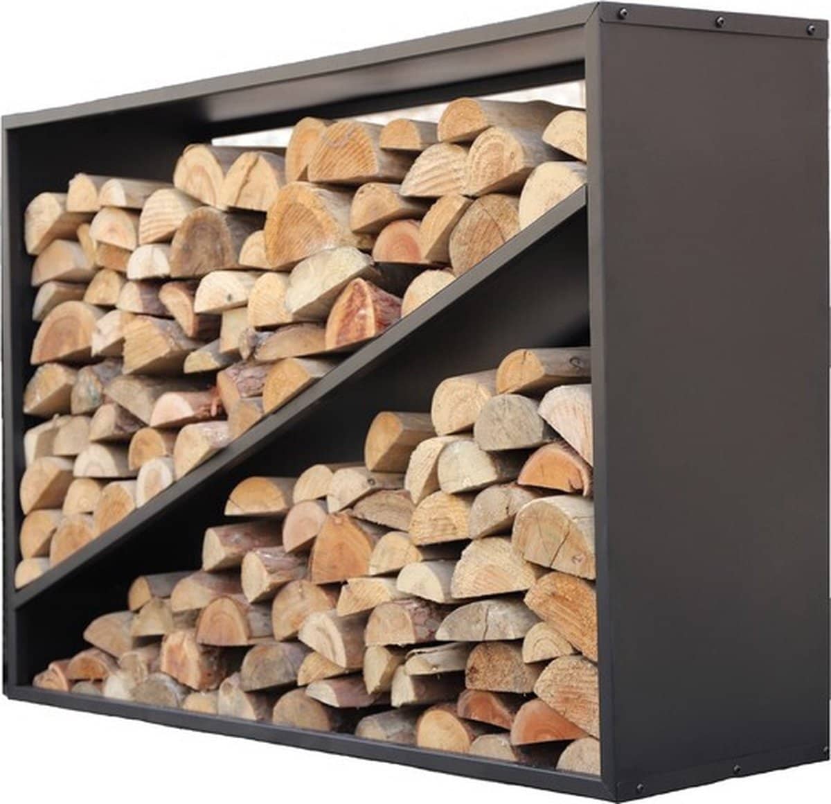 Westmann® HaardHout Rek Hugo - 35x115x80cm - Houtopslag buiten - Zwart