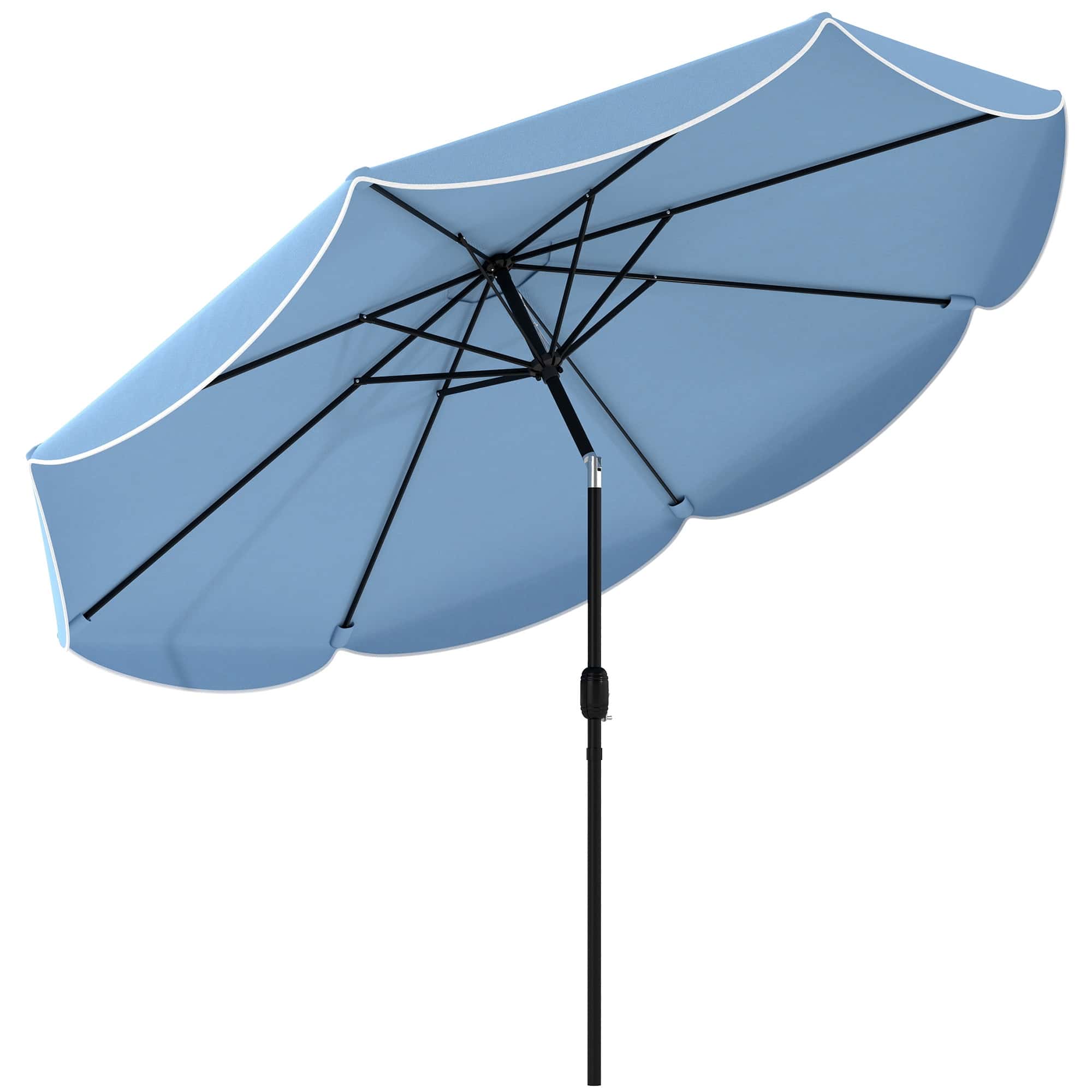 4goodz Parasol met Volant en kantfranjes Ø265 cm - kantelbaar - Blauw