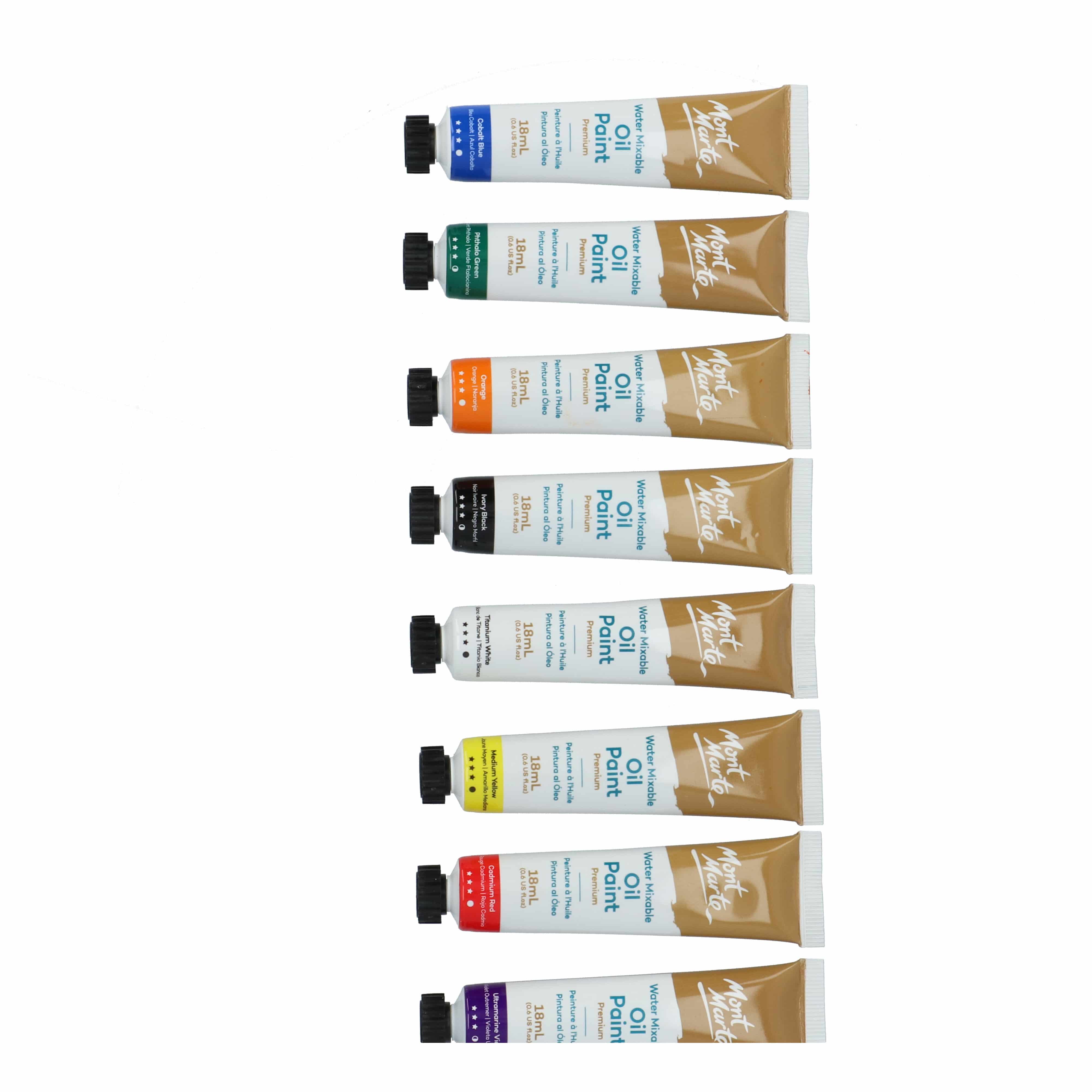 Mont Marte® Premium Water Mengbare olieverf set 8 tubes a 18ml