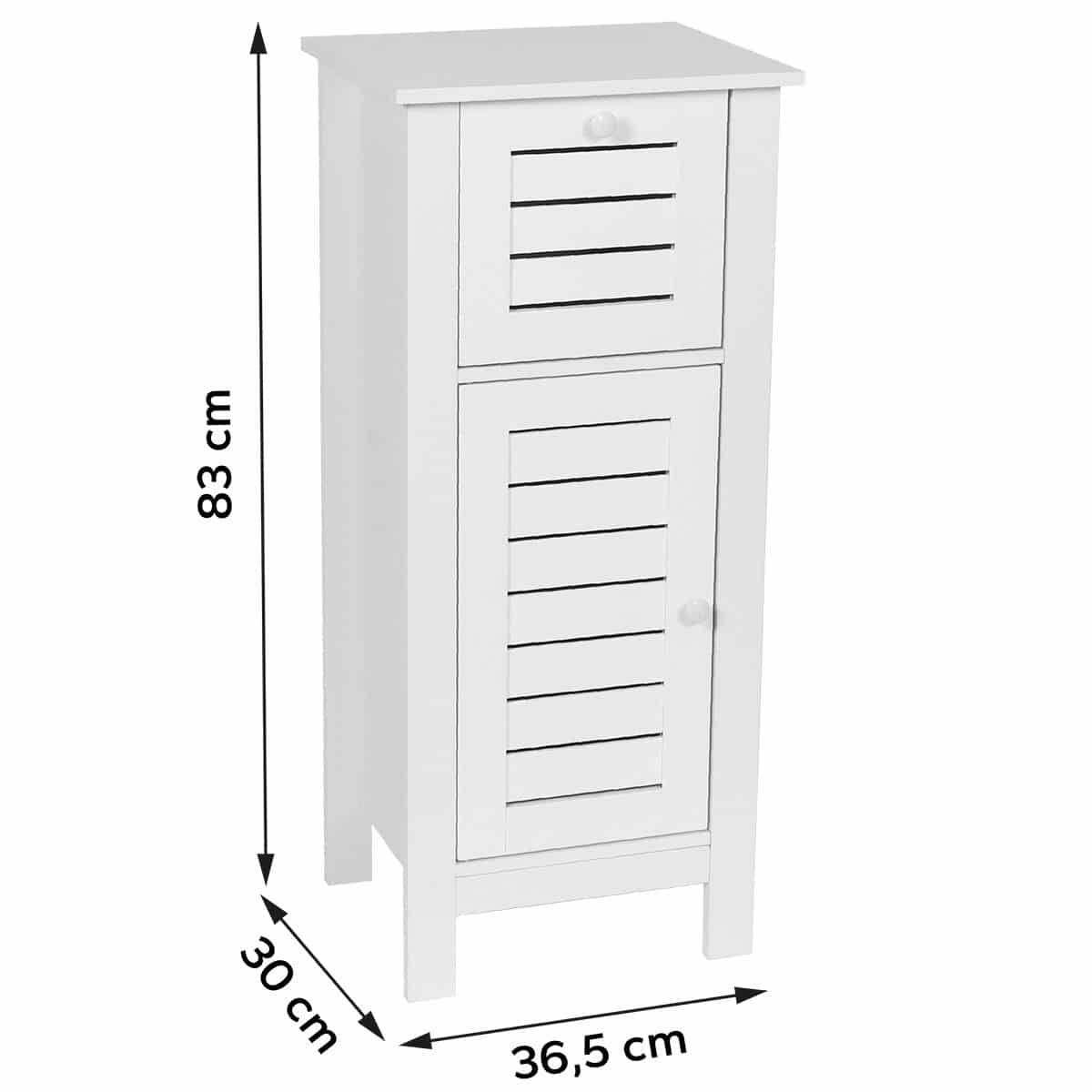 Badkamerkast Halfhoog Santorini met Deur en Lade - Wit