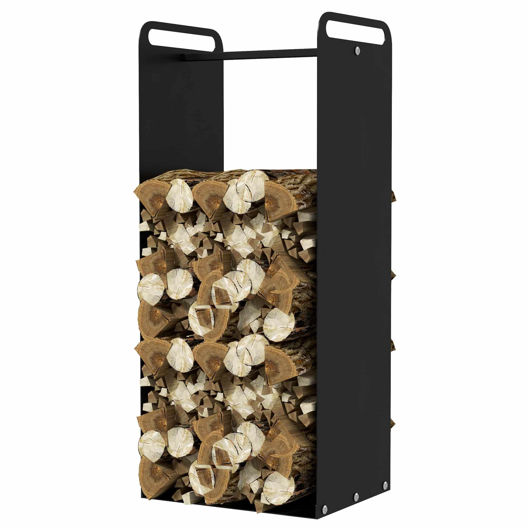 4goodz Outsunny Houtopslag Haardhoutrek Staal 30x36x90 cm - Zwart