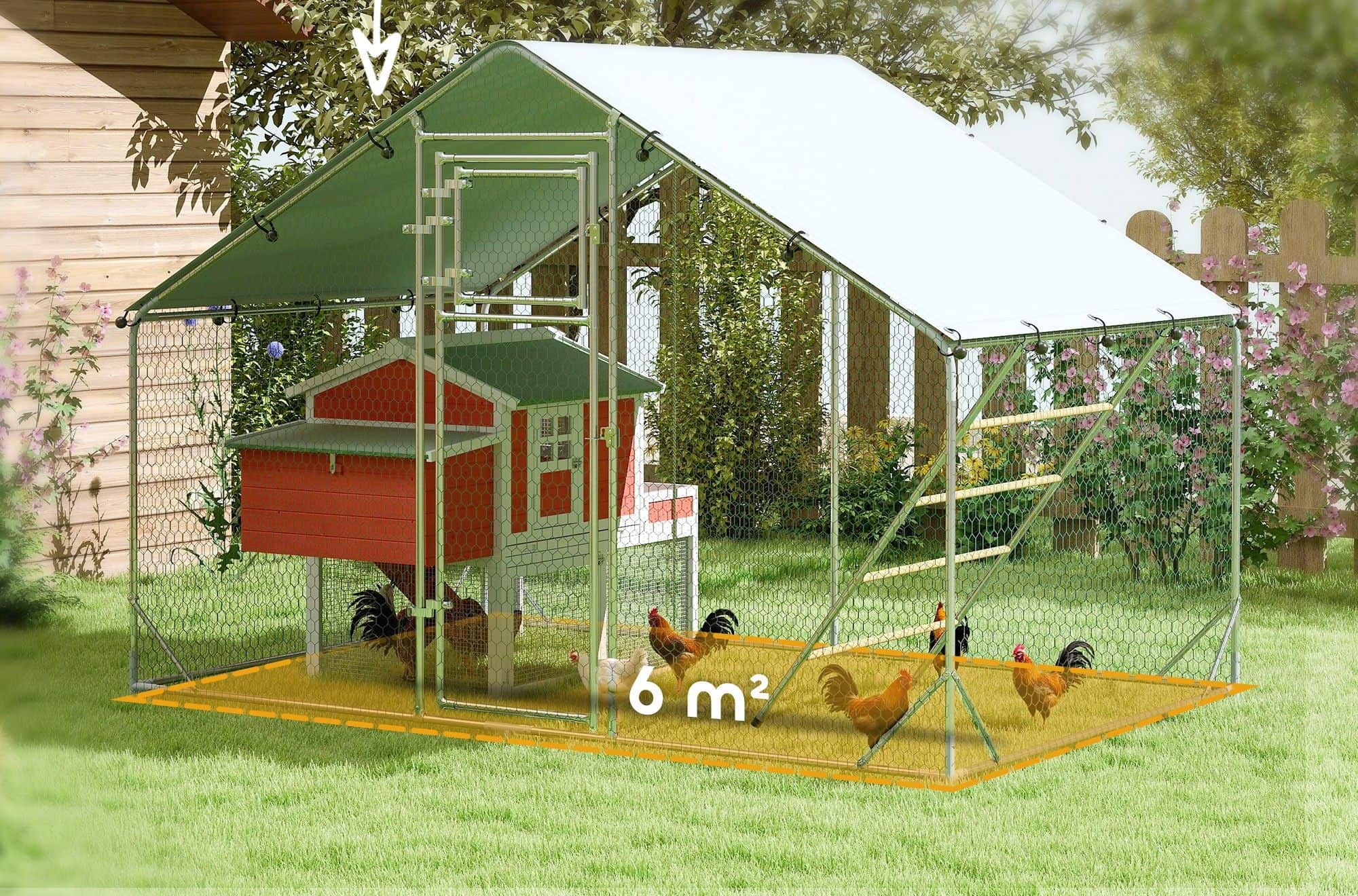 4goodz Kippenren met UV-bestendig zeil en stalen gaas voor 6-8 kippen 4goodz Kippenren met UV-bestendig zeil en stalen gaas voor 6-8 kippen