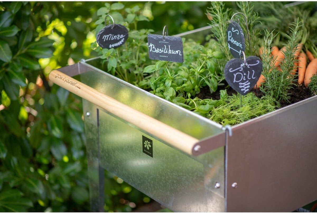 Herstera Garden® Metalen Plantenbak Verrijdbaar- 120x60x84cm - Zilverkleurig Herstera Garden® Metalen Plantenbak Verrijdbaar- 120x60x84cm - Zilverkleurig