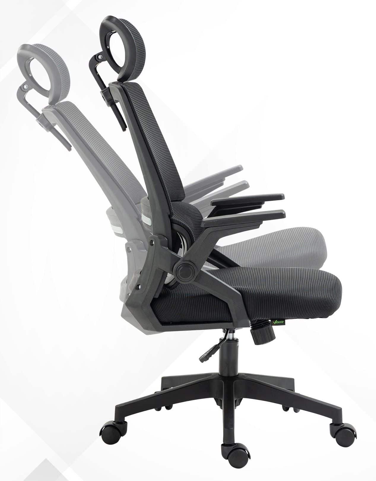 4goodz Bureaustoel in hoogte verstelbaar met 1 hoofdsteun - Zwart