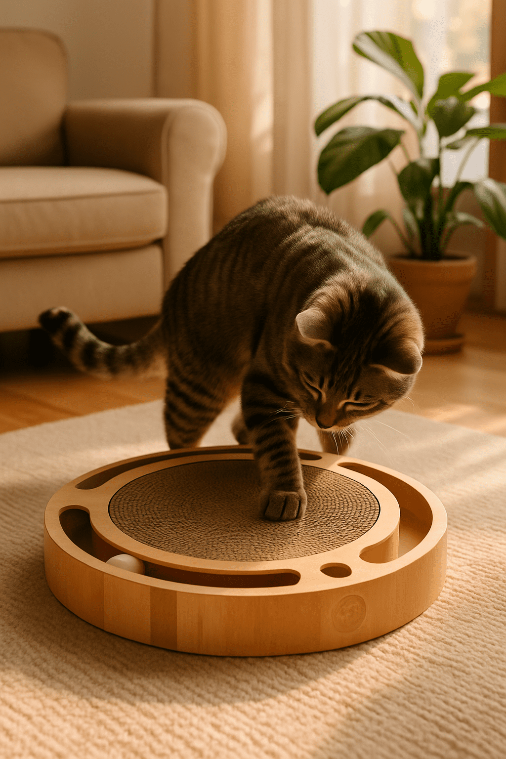 4animalz® Toy Kattenspeeltje met Krabpaal - 40 cm doorsnede