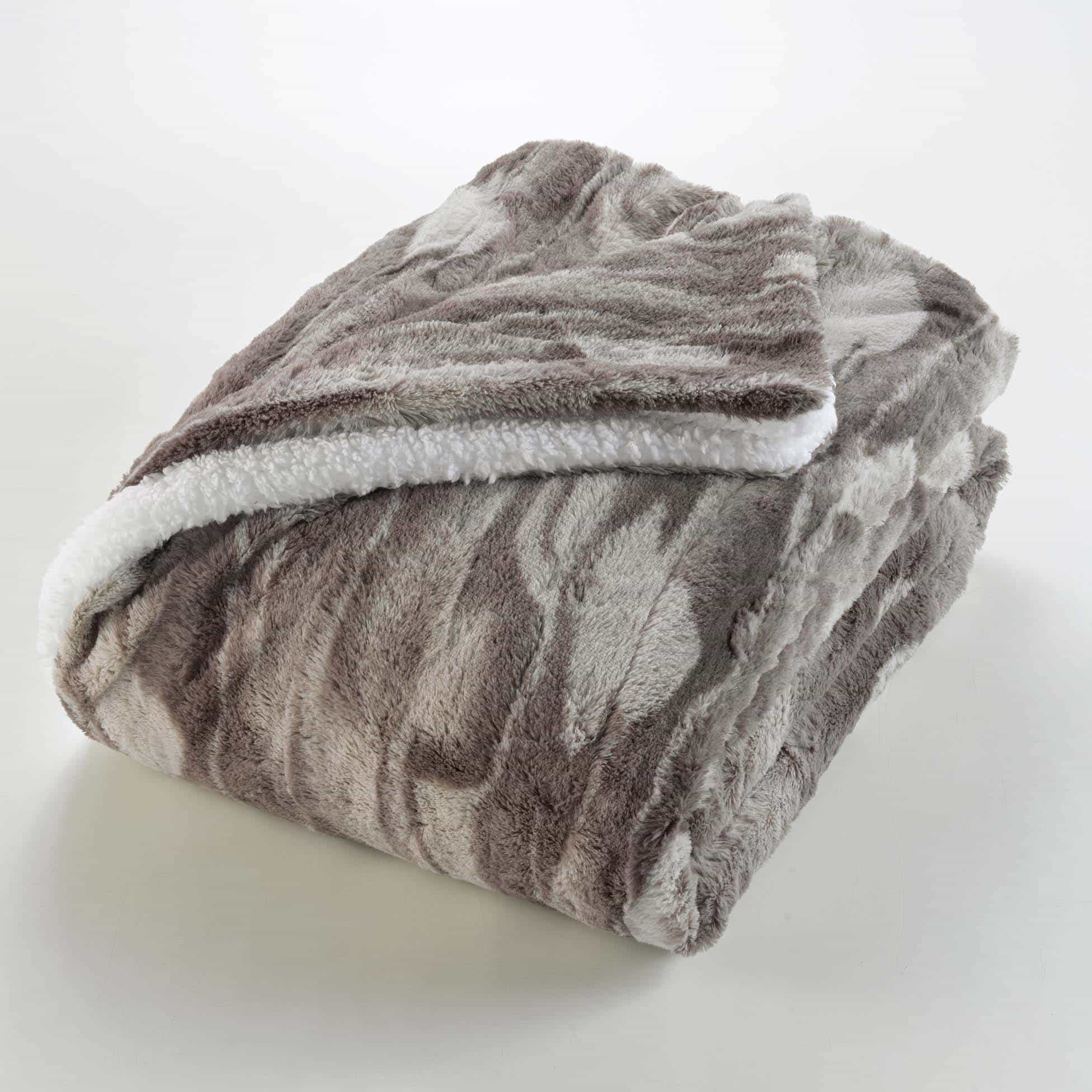 Zachte Knuffel Fleece - Plaid Sherpa print 180x220 cm - Bruin
