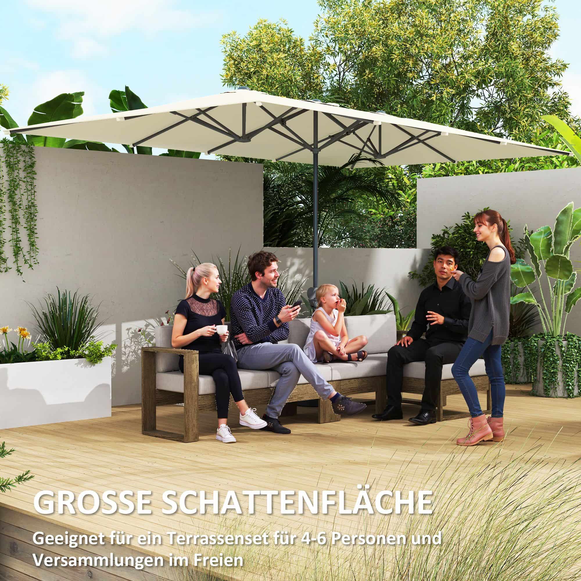 4goodz Duo-parasol Rechthoek XL 451x 264 cm - Creme