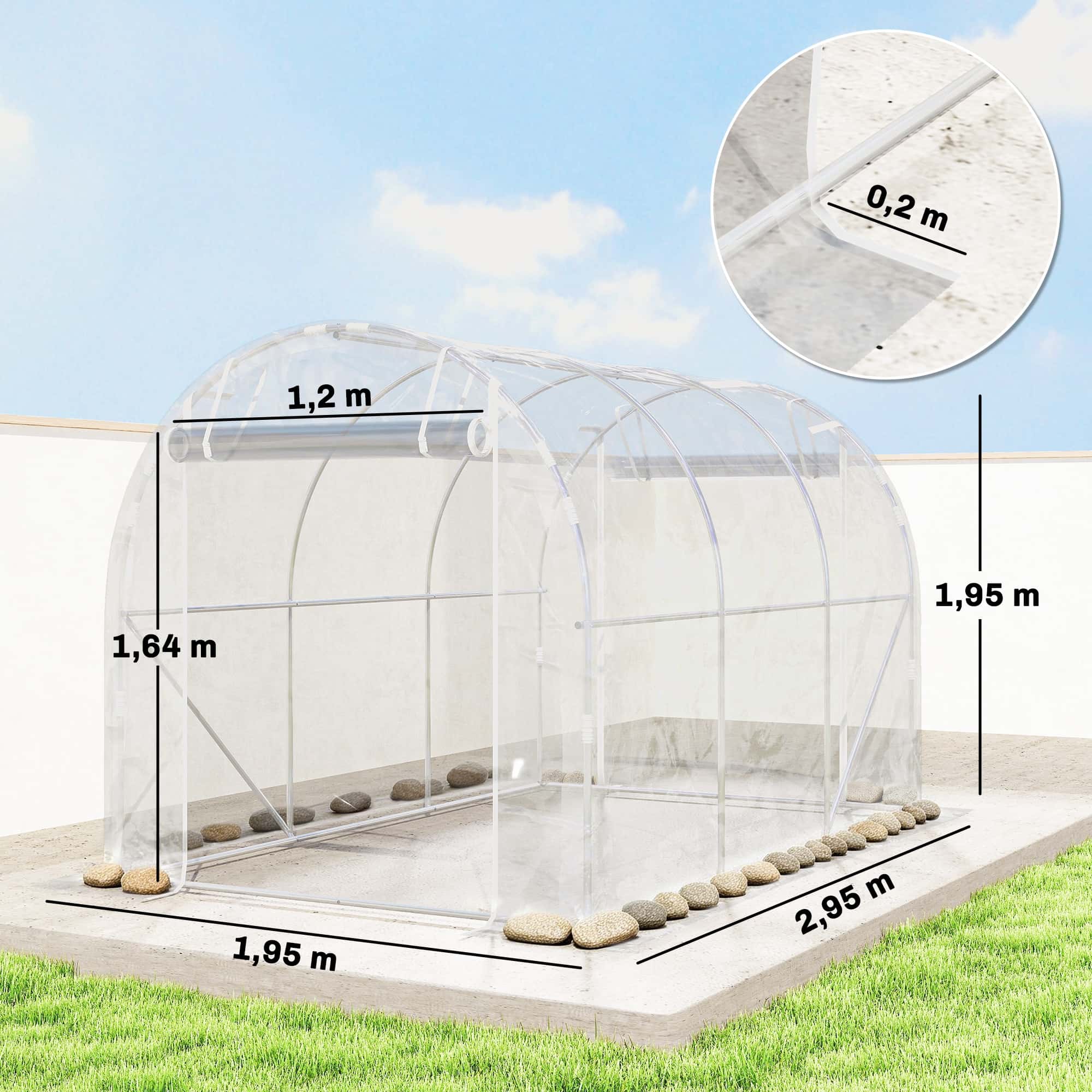 4goodz Foliekas 3x2x2 m tunnel inloopkas kweektent 6 ramen - Transparant