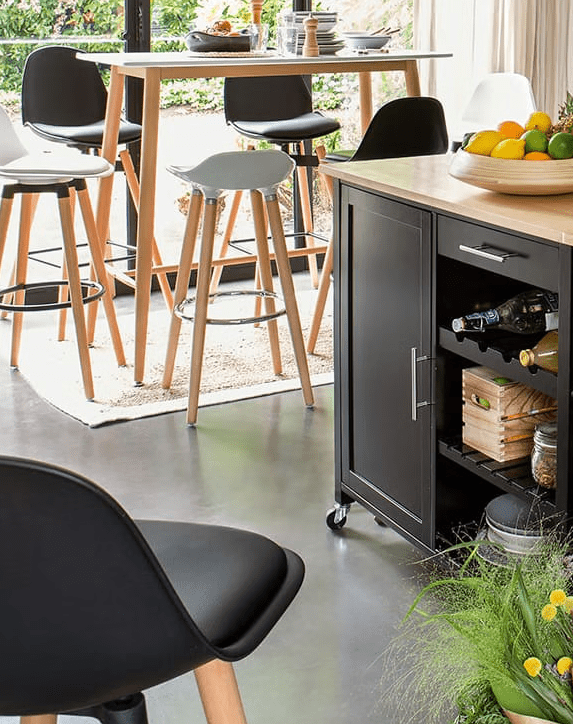 5Five® Luxe grote houten keukentrolley - Zwart 5Five® Luxe grote houten keukentrolley - Zwart