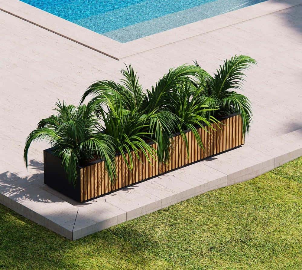 Herstera Garden XIC L - Metalen Plantenbak 150x40x25 cm - Hout