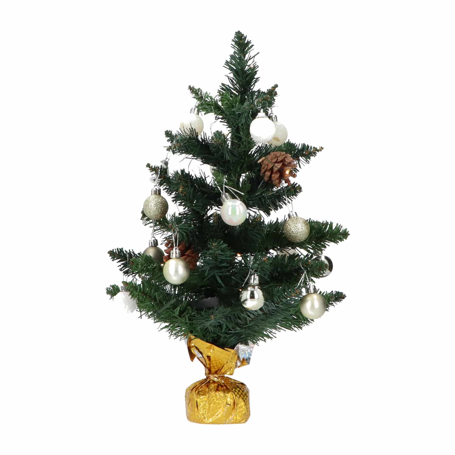 4goodz Kunstkerstboom LED Verlichting en versiering 50cm - Goud/Wit