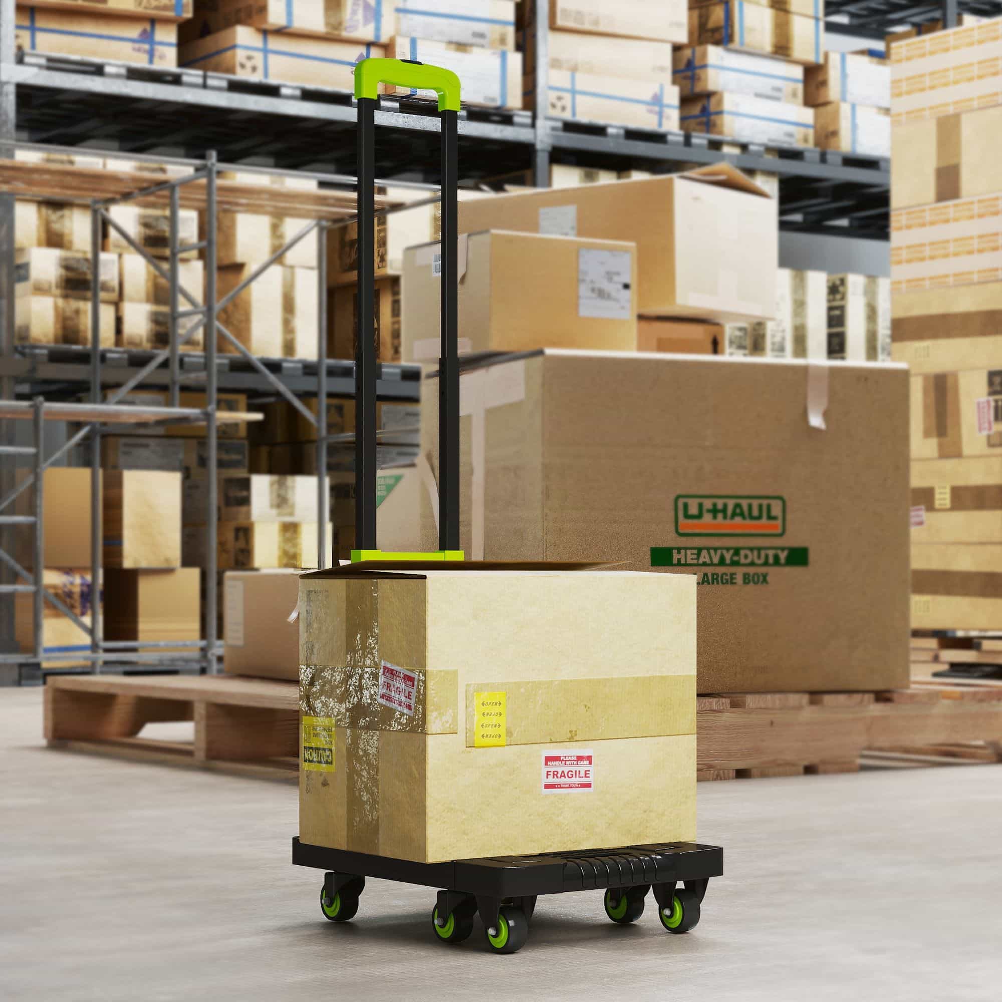 4goodz opvouwbare Plateauwagen Kunststof 49x35x102cm - groen 4goodz opvouwbare Plateauwagen Kunststof 49x35x102cm - groen