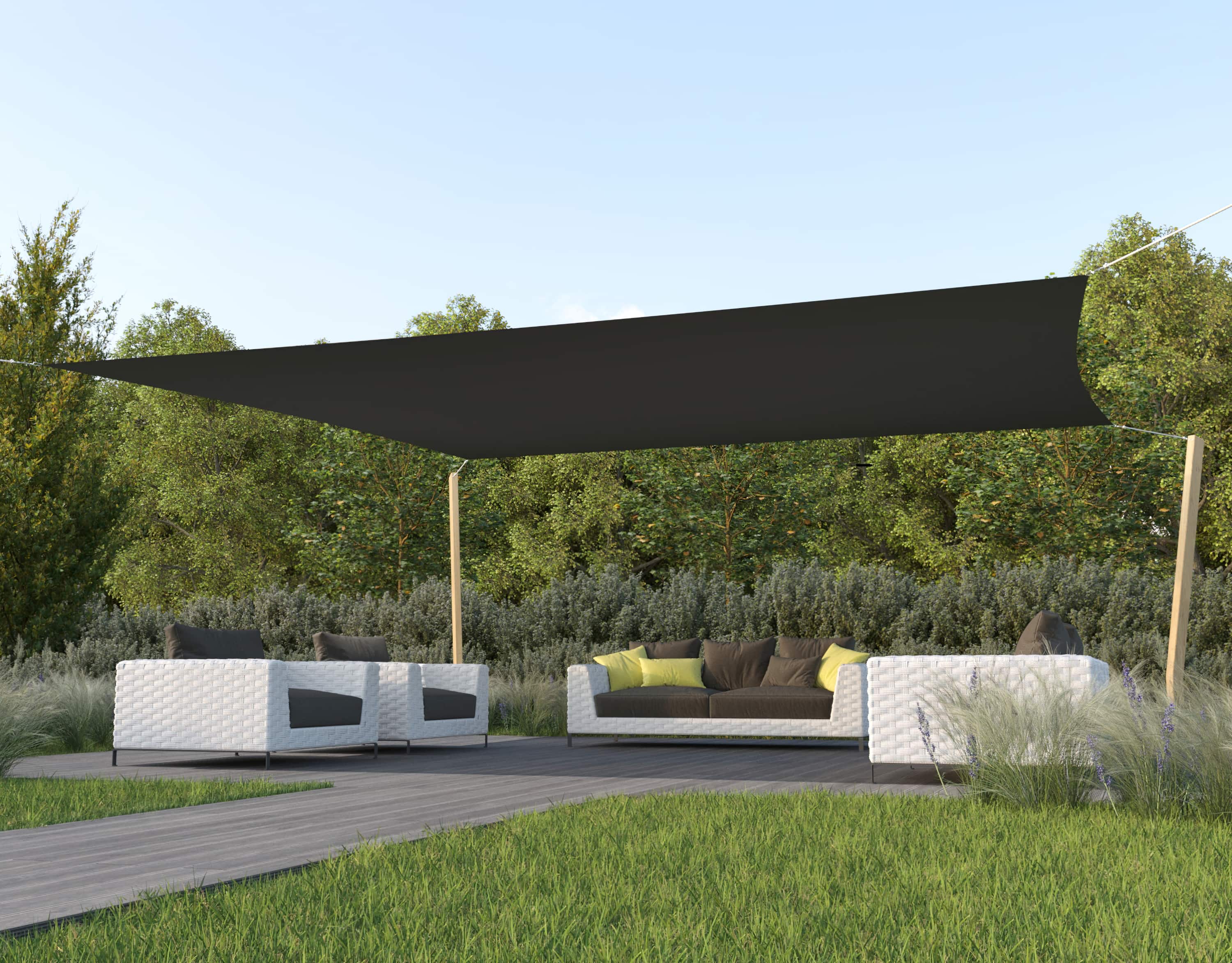 hanSe® Schaduwdoek Vierkant Waterdoorlatend 6x6 m Zonnedoek Grijs