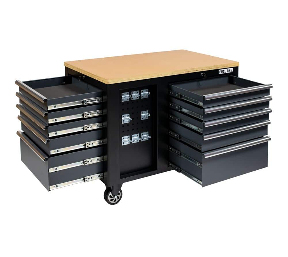 FEISTOS Hektor Mobiele werkbank - 114x73x89 cm - Zwart