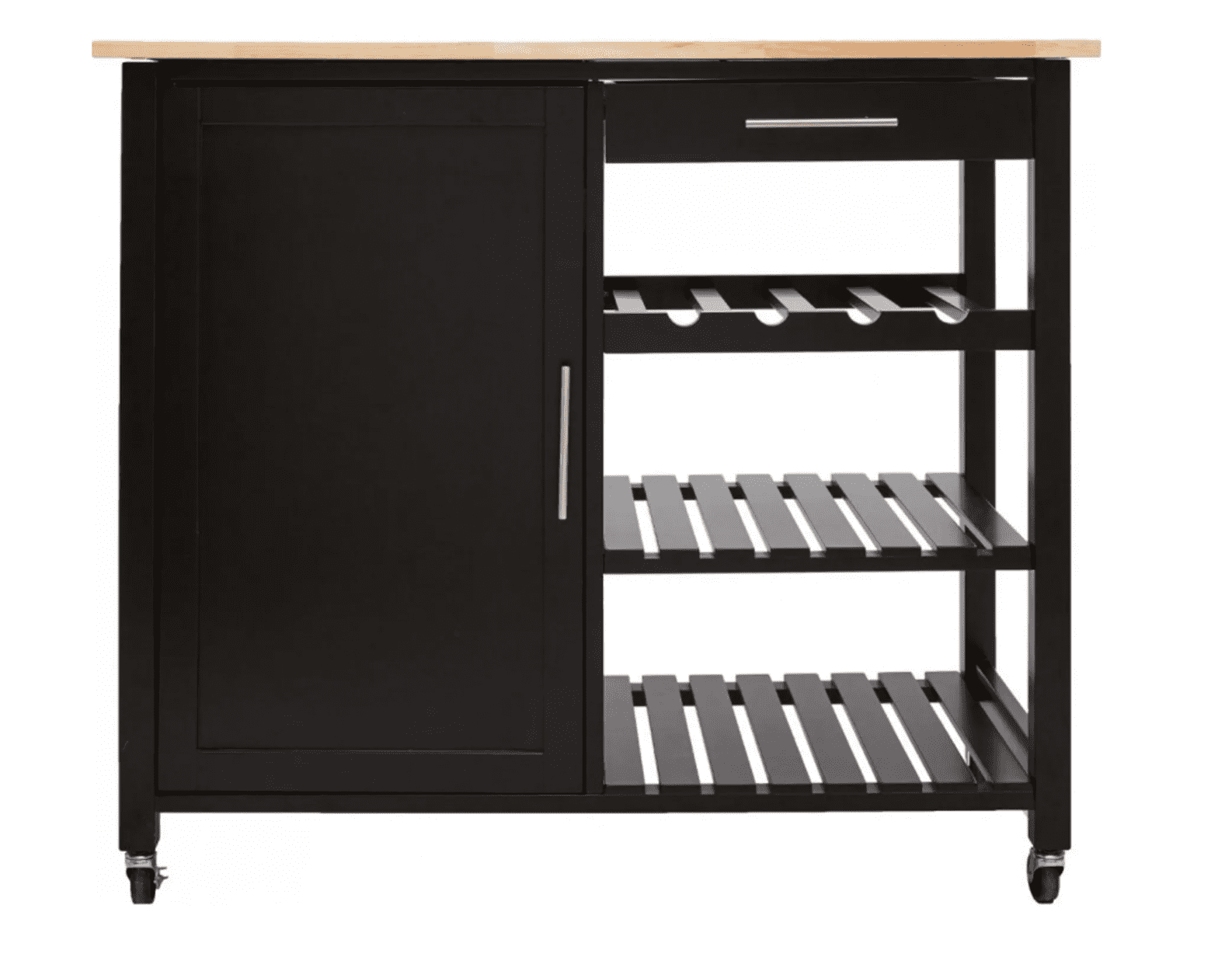 5Five® Luxe grote houten keukentrolley - Zwart