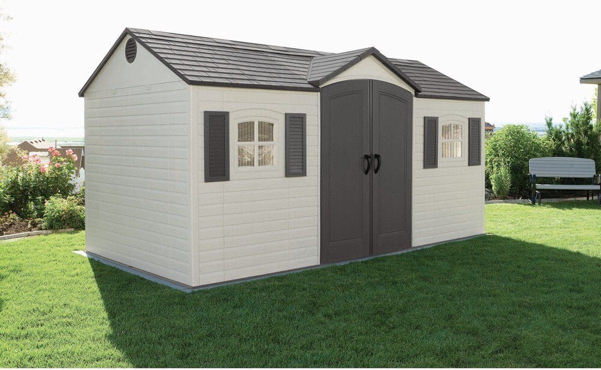 Lifetime® Kunststof Tuinschuur LG10000 - 244x457x244cm - Lichtgrijs