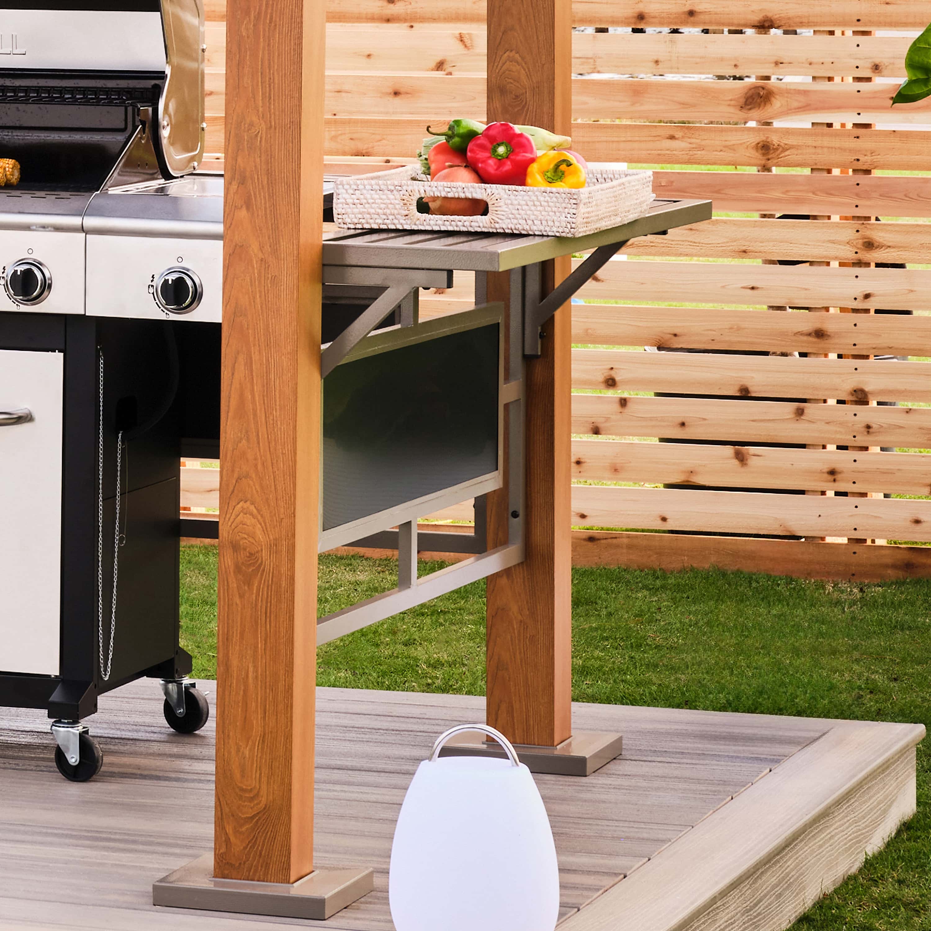 Sojag Maui Aluminium BBQ Grillpaviljoen in Houtlook - 158x249x278 cm