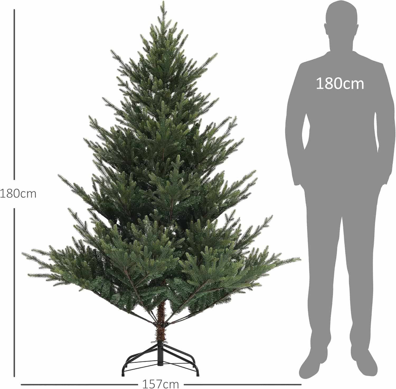 Kunstkerstboom van Noorse spar met 1046 punten, metalen voet, groen