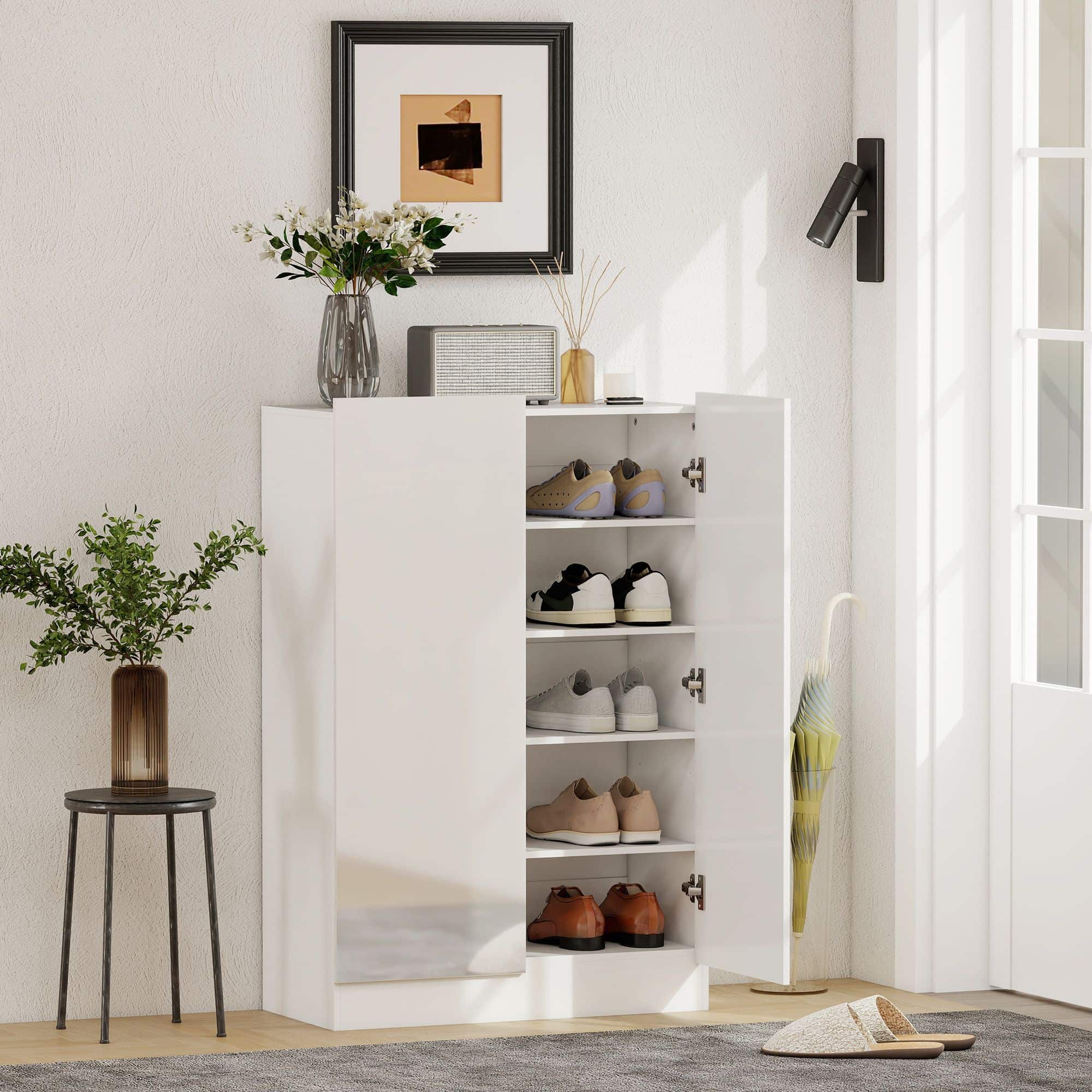 4goodz 5-laags schoenenkast voor 20 paar schoenen - Hoogglans Wit