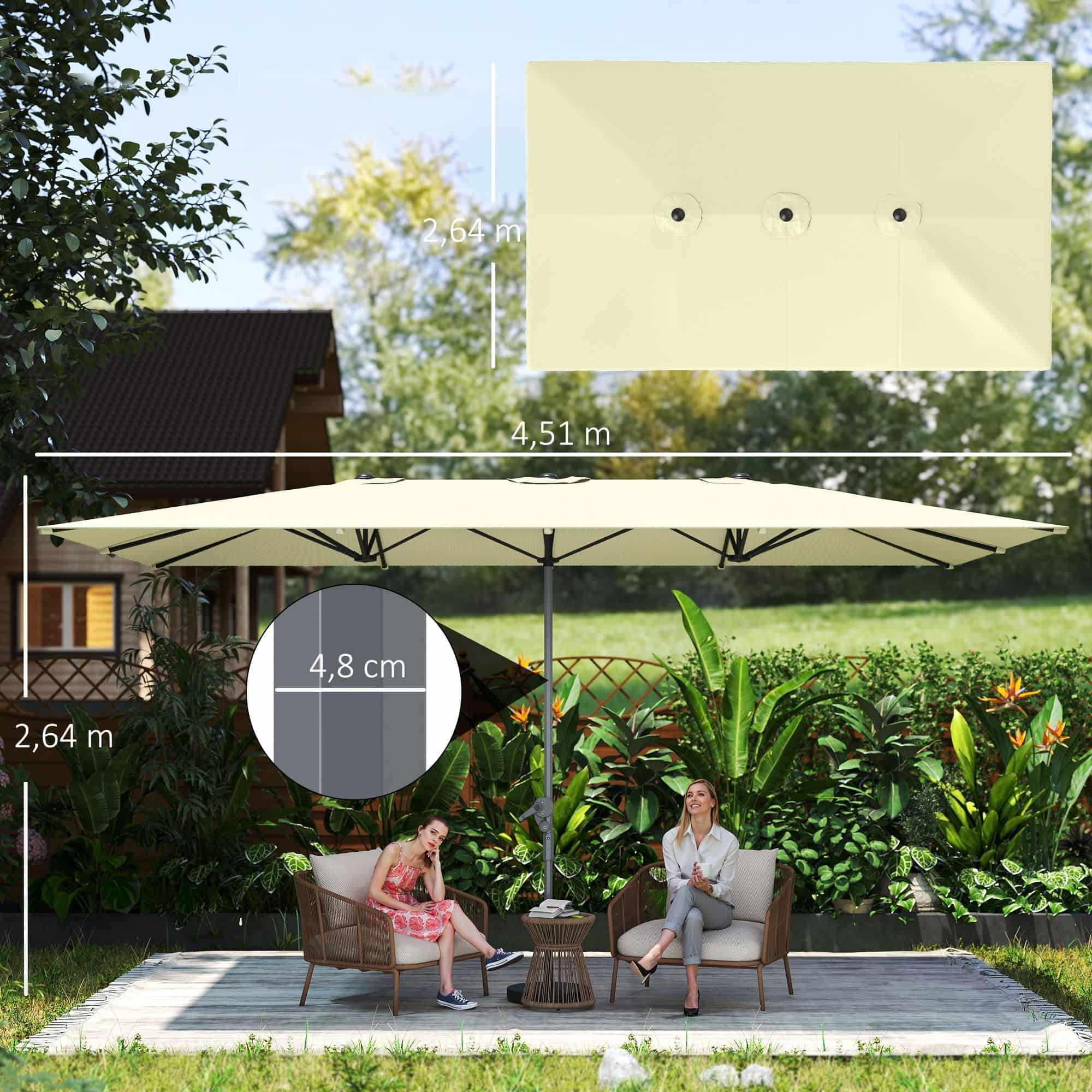 4goodz Duo-parasol Rechthoek XL 451x 264 cm - Creme