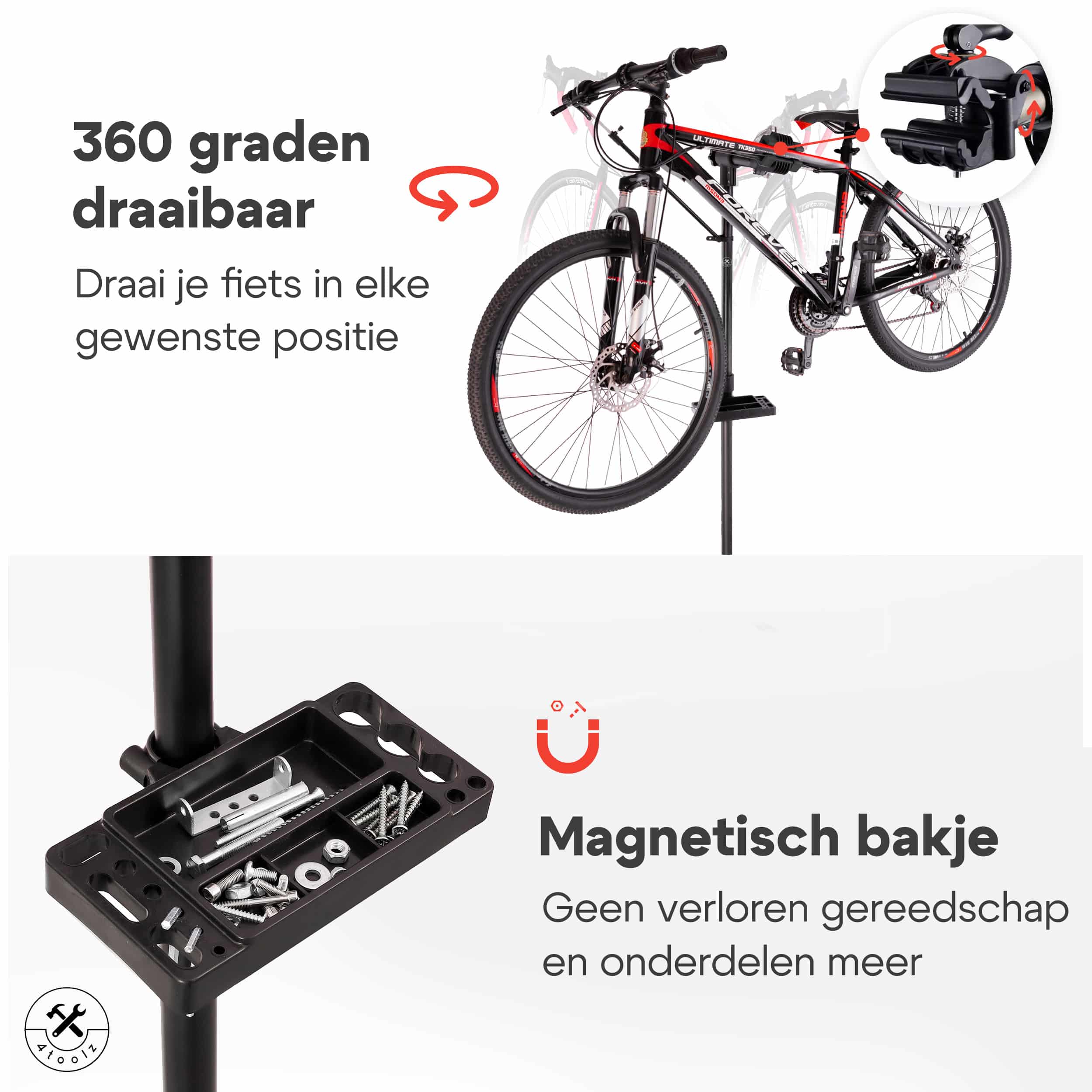 4toolz® Stevige Fiets Montagestandaard 30kg max - fiets montagestandaard - Zwart