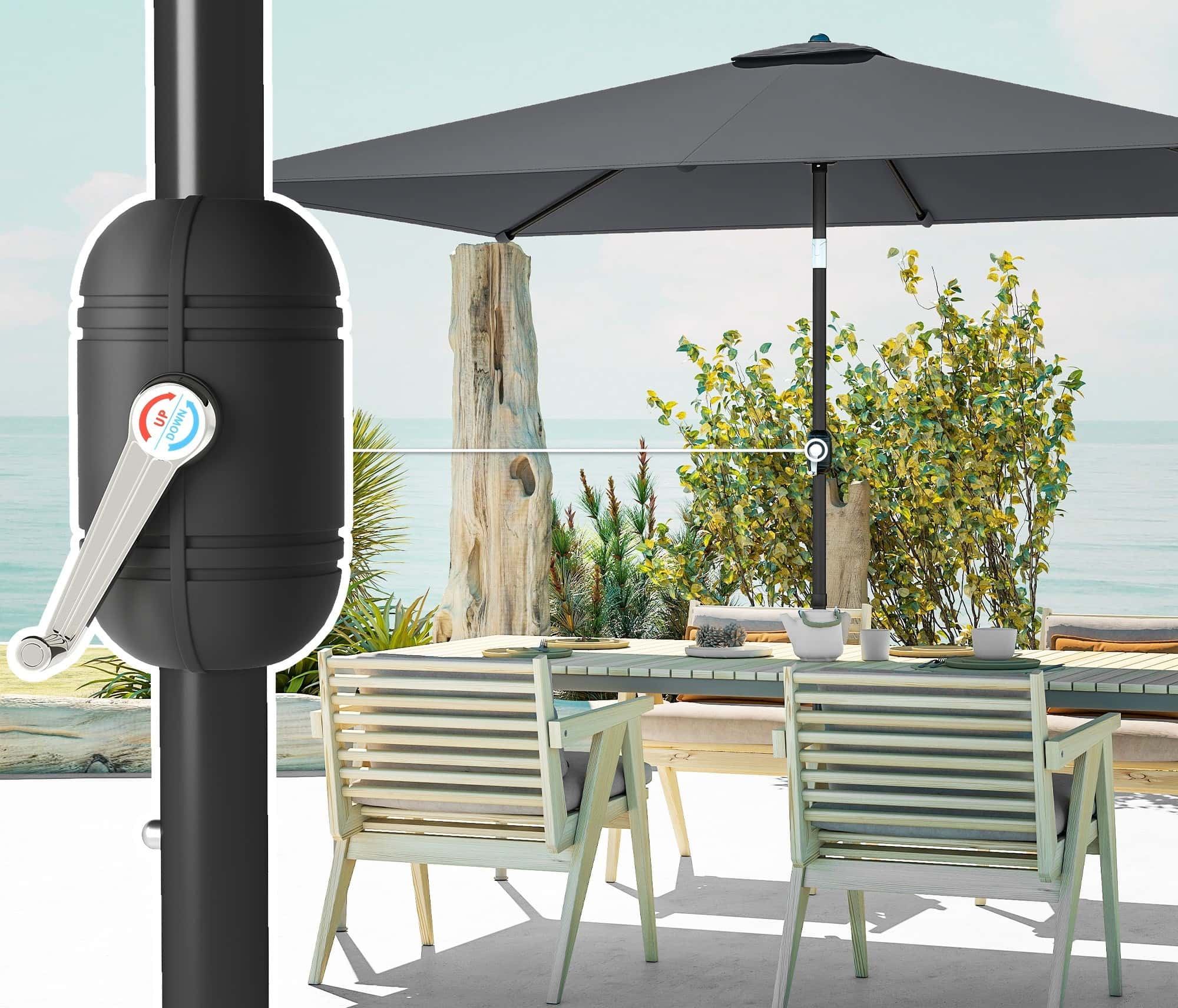 4goodz Parasol 300 x 200 cm - kantelbare balkonparasol met draaihendel - Grijs 4goodz Parasol 300 x 200 cm - kantelbare balkonparasol met draaihendel - Grijs