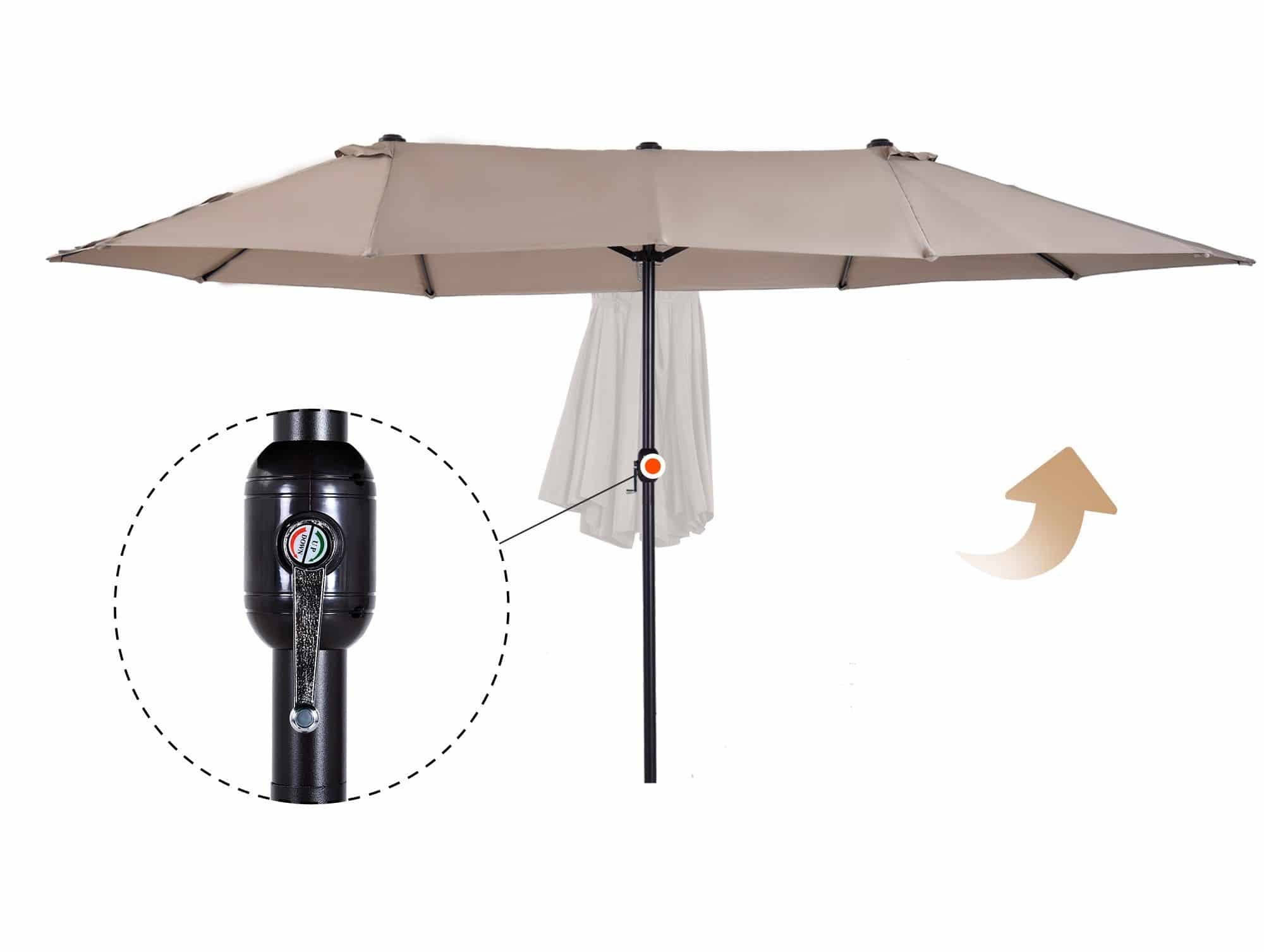 4goodz Duo-parasol 460x270 cm - brede XL Parasol - Bruin