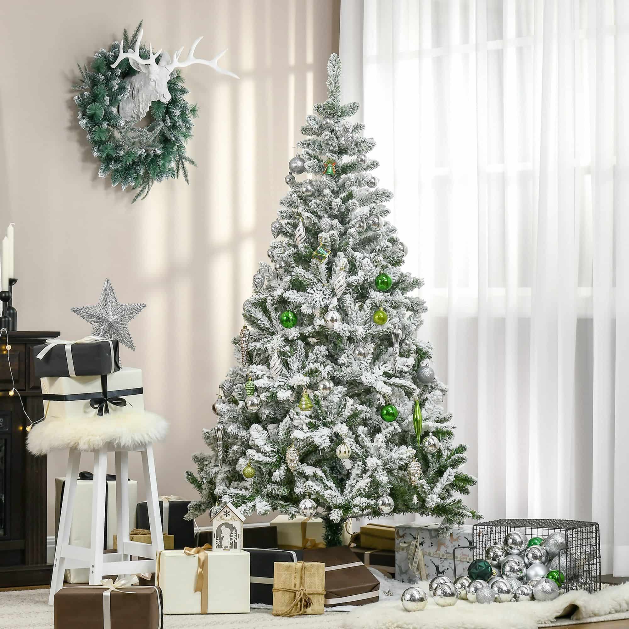 4goodz Kunstkerstboom met Sneeuweffect Scharnierconstructie Ø105 x 180H cm - Groen/Wit