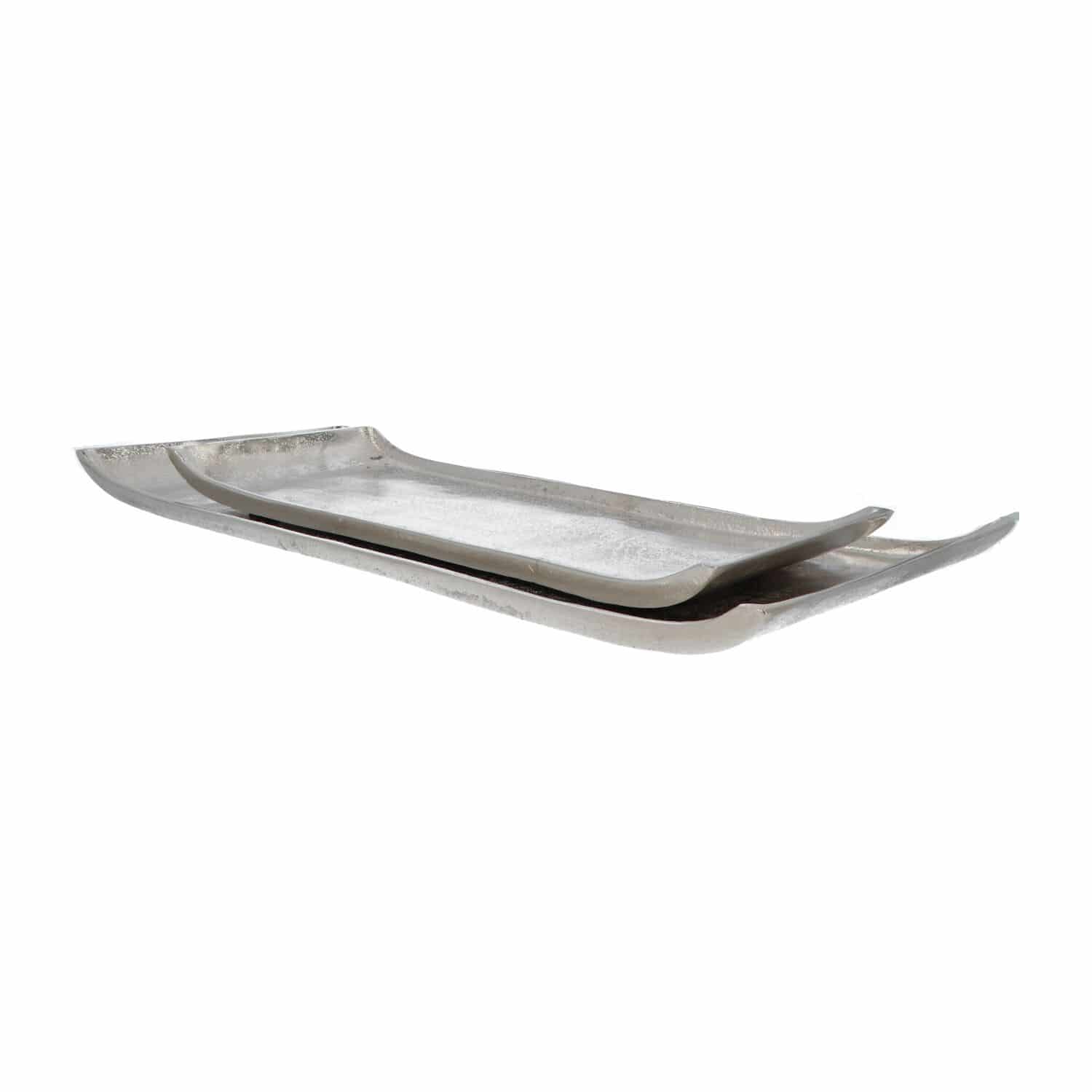 4goodz Zilveren Decoratieve Dienbladen Set – 2 Stuks Aluminium