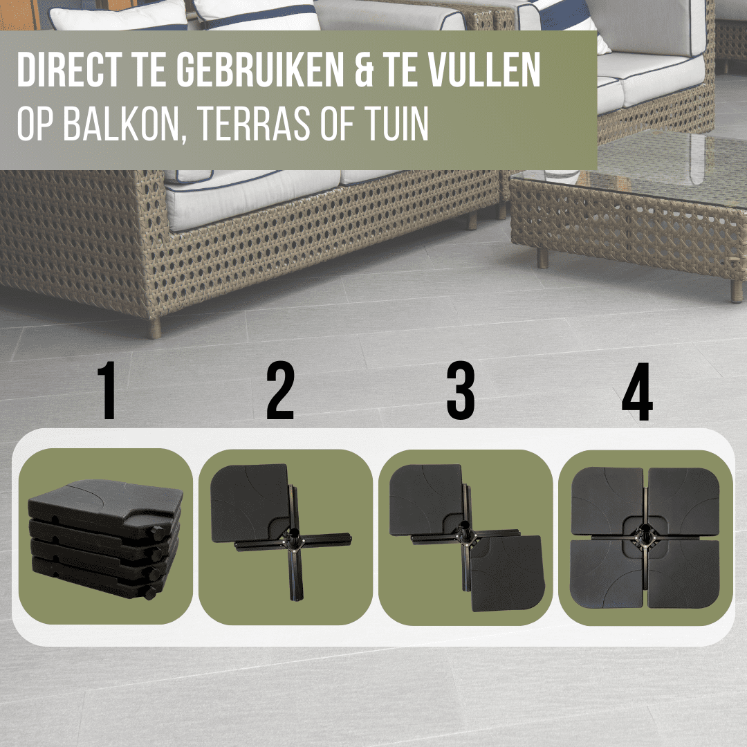 4gardenz® Verzwaringsset Parasolvoet voor Zweefparasols - Vulbaar tot 80 KG