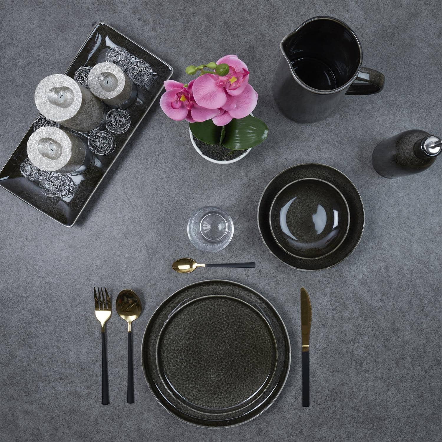 4goodz Galaa Dessertbord set van 6 stuks Keramiek 20 cm - Zwart