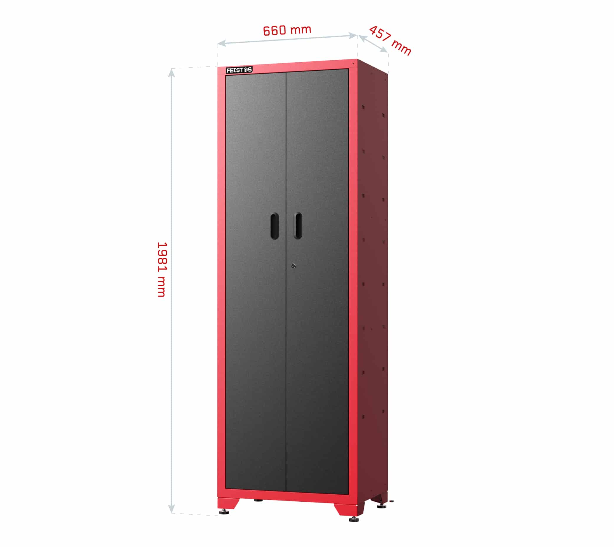 Feistos Gereedschapskast Juno Solo- 46x66x198 cm - Zwart/Rood
