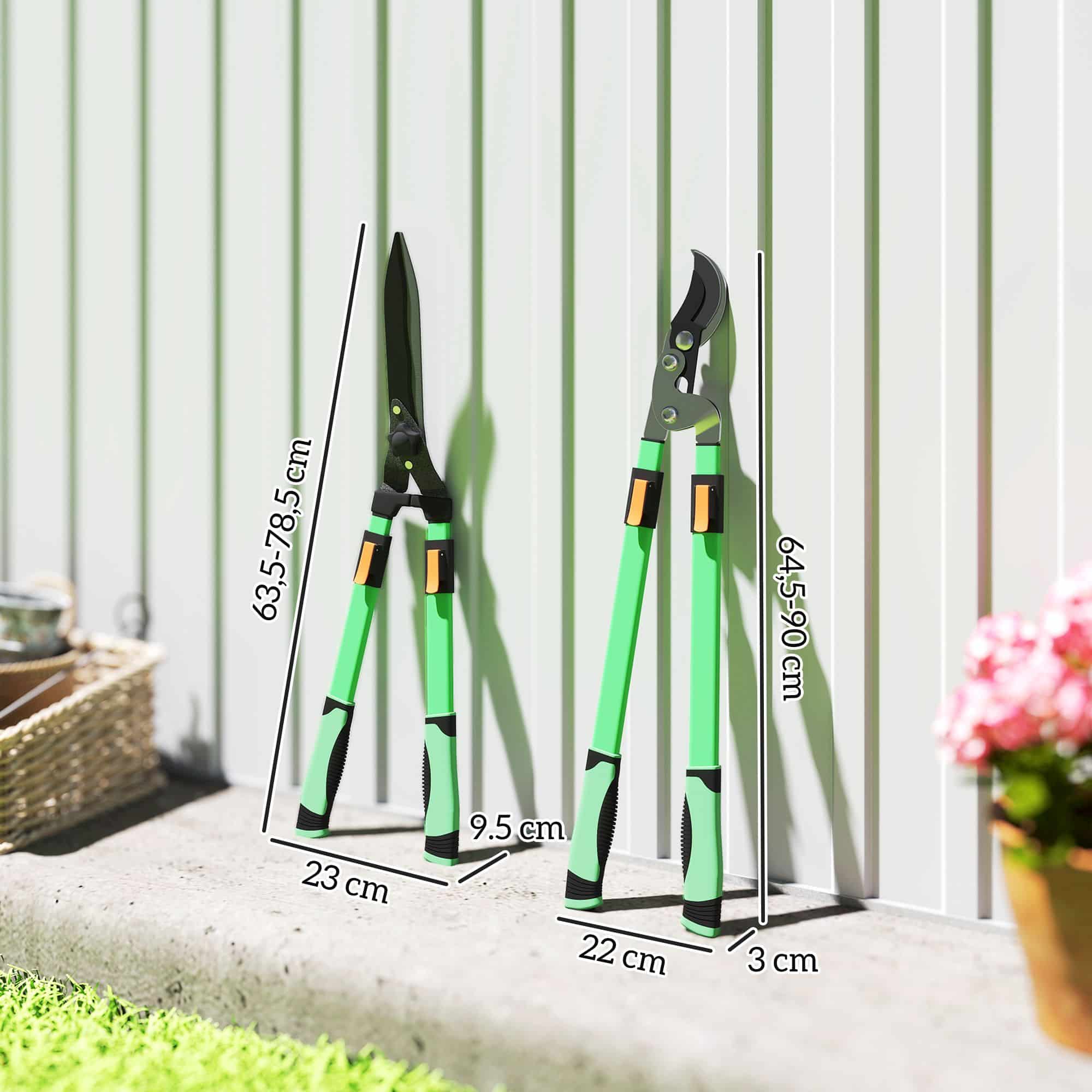 Heggenschaar Set 2-delig - Bladlengte 90 cm - Uitschuifbare Handgreep