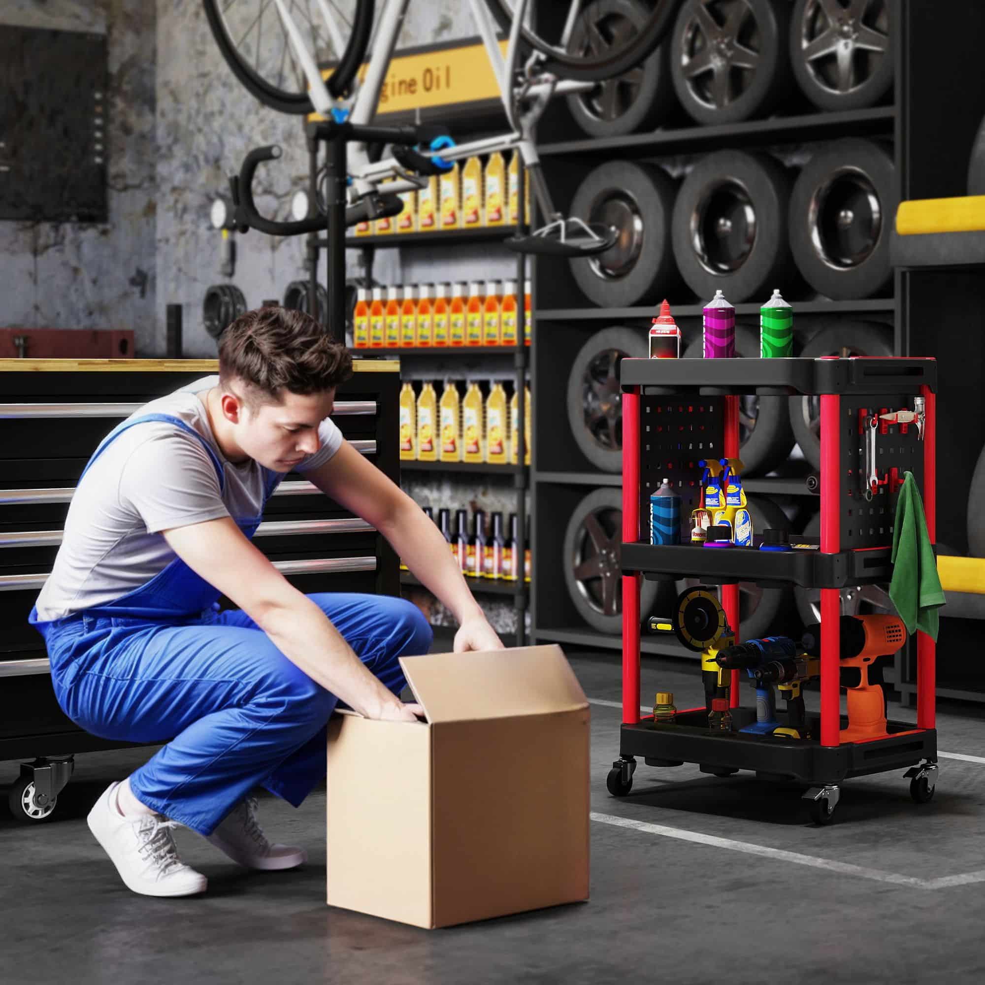 4goodz Gereedschapswagen met 3 Niveaus - 2 Zijhandvatten - 10 Haken