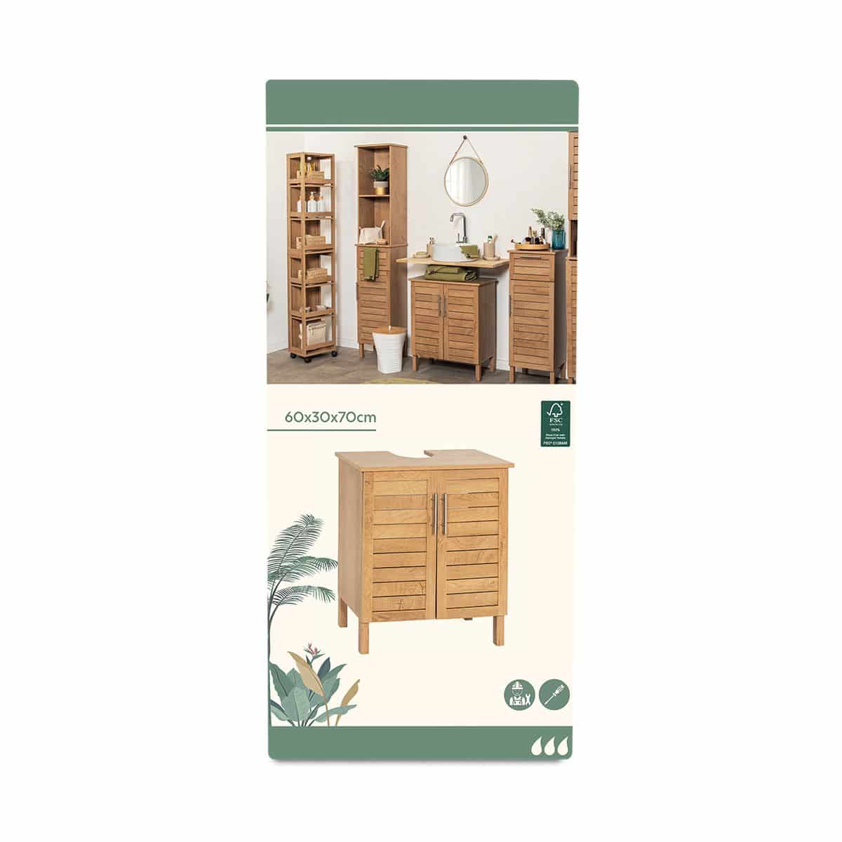 4bathroomz wastafelonderkast Bozen 60x30x70cm - Koloniaal