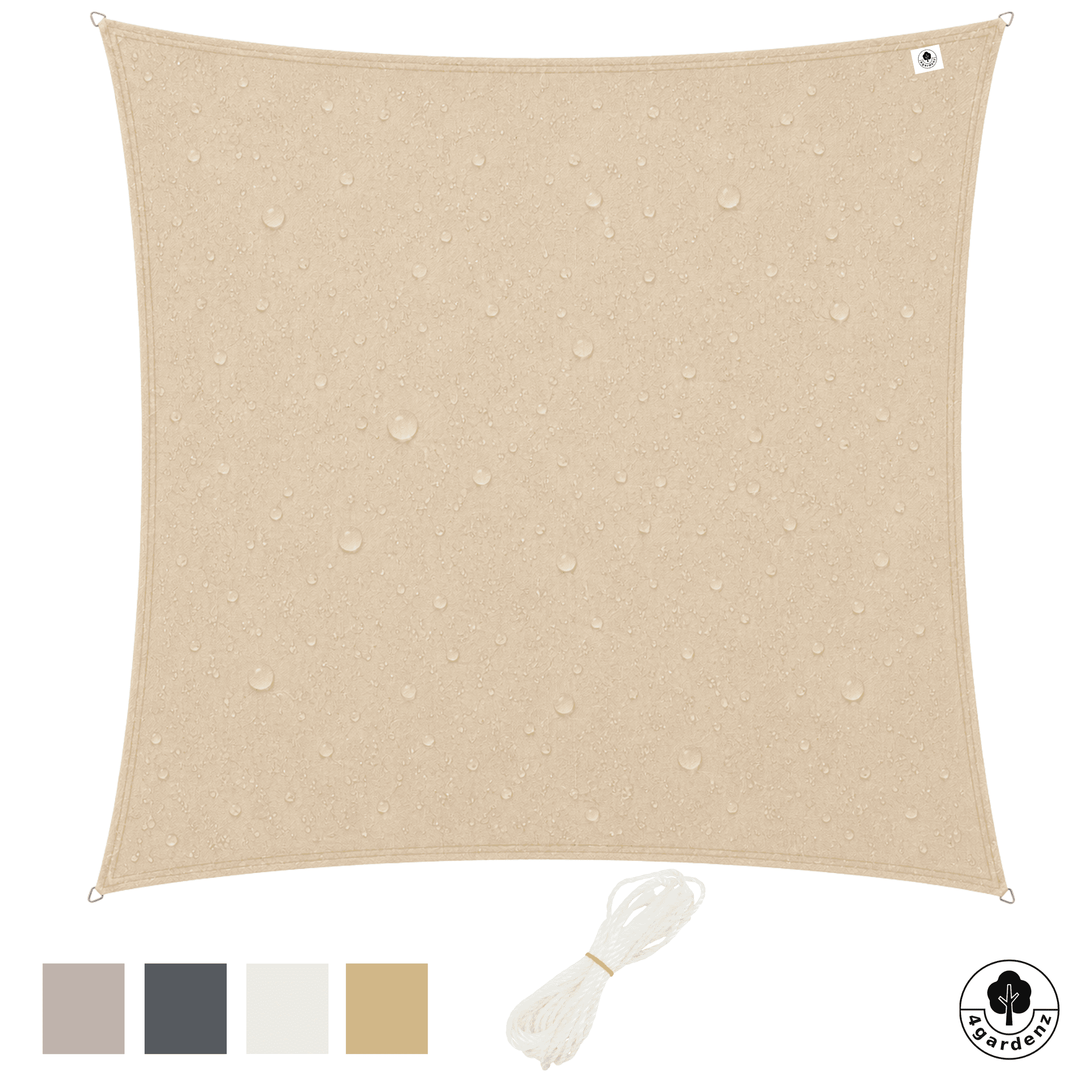 4gardenz Schaduwdoek Waterafstotend Vierkant 5x5 mtr - Zand